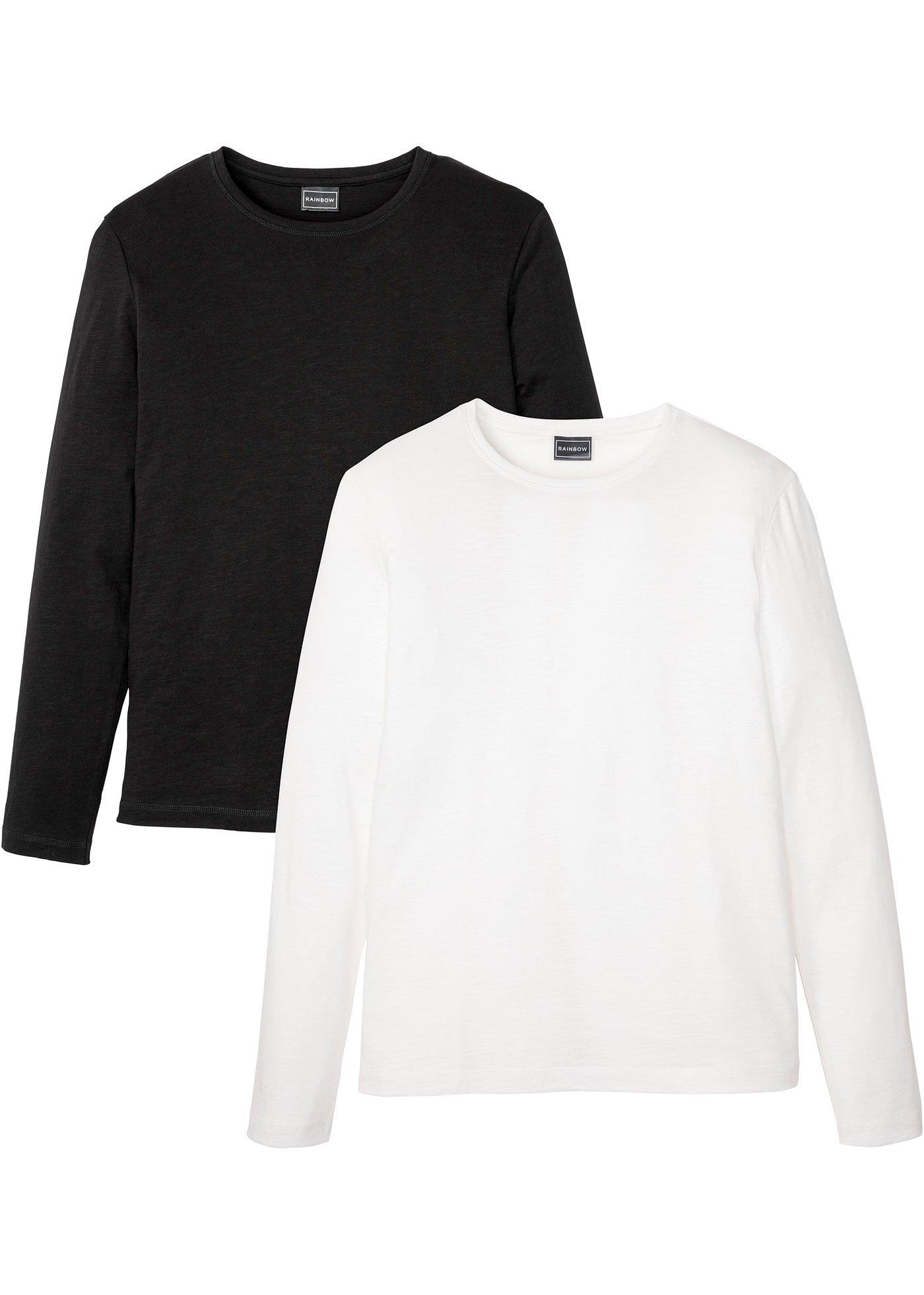 Lot de 2 T-shirts manches longues en fil flammé, Slim Fit