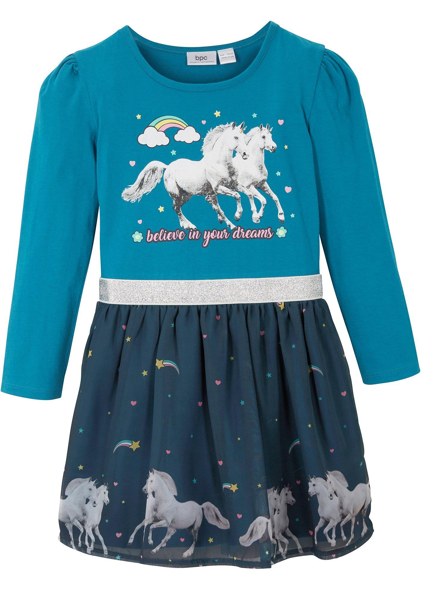 Robe fille en jersey avec organza