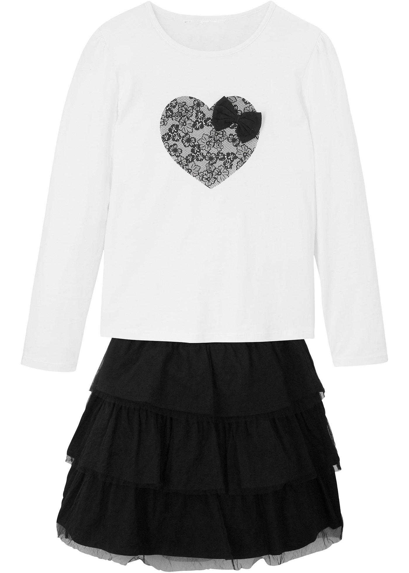 T-shirt fille à manches longues et jupe en tulle (Ens. 2 pces.)