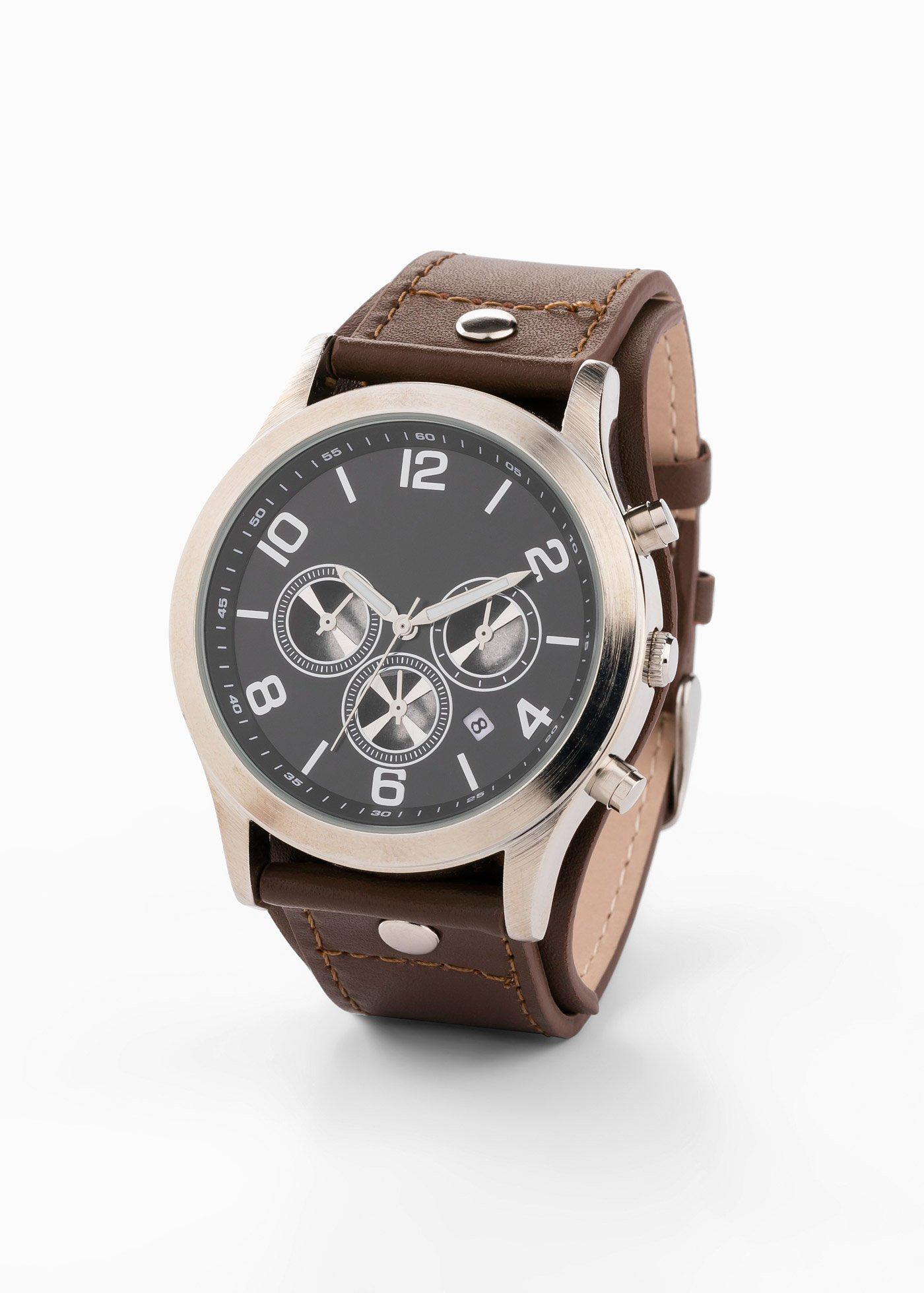 Chronographe homme avec bracelet cuir