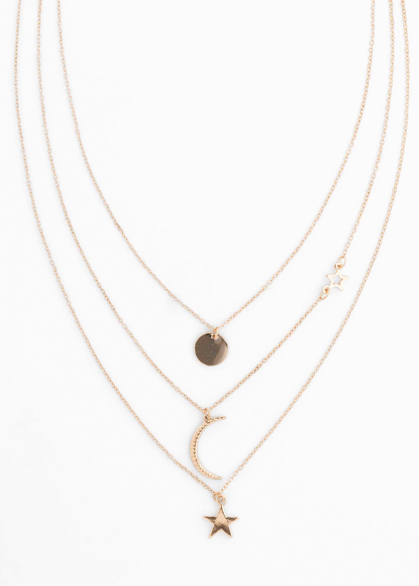 Collier 3 rangs avec lune et étoiles
