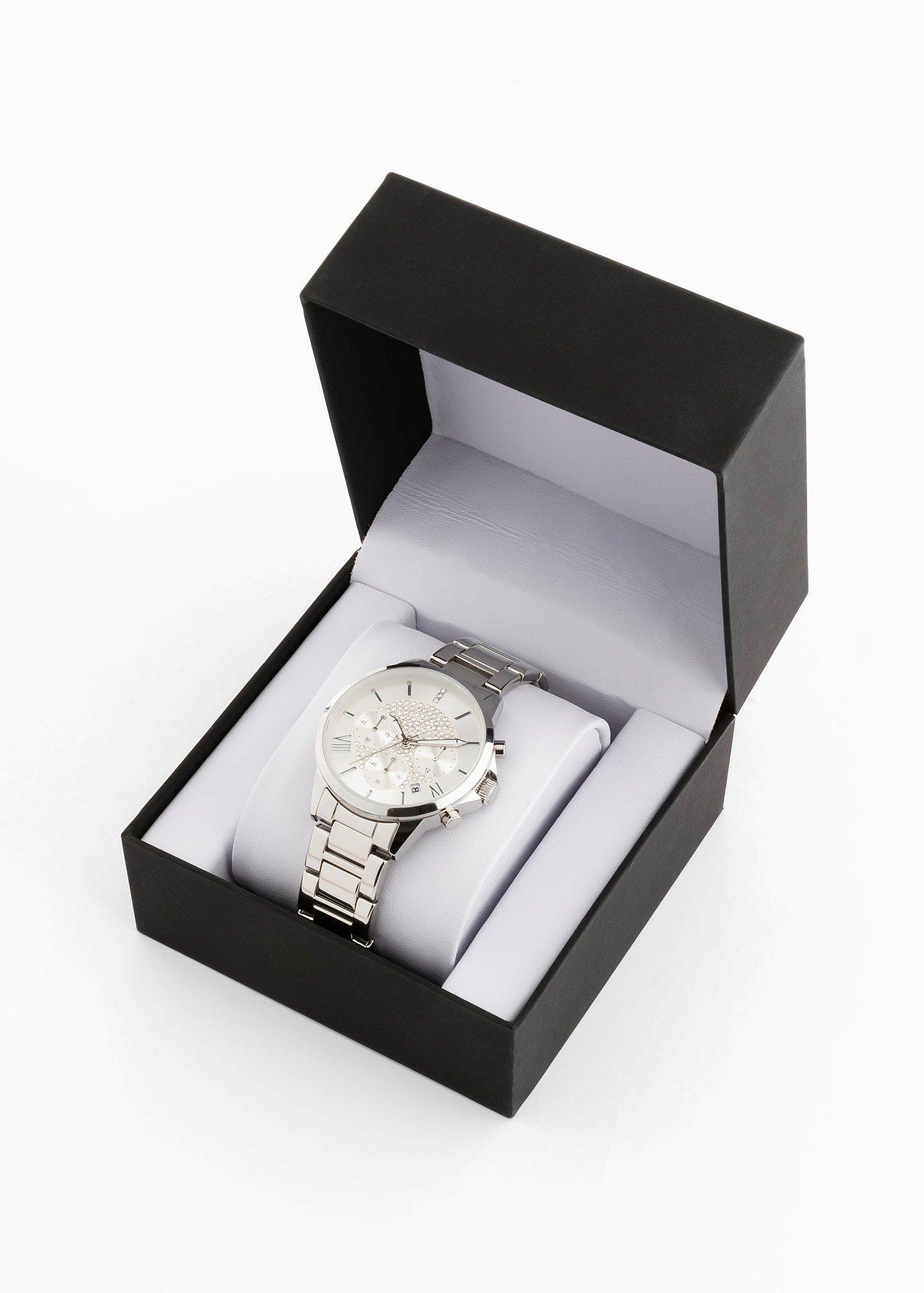 Chronographe femme avec bracelet en acier inoxydable