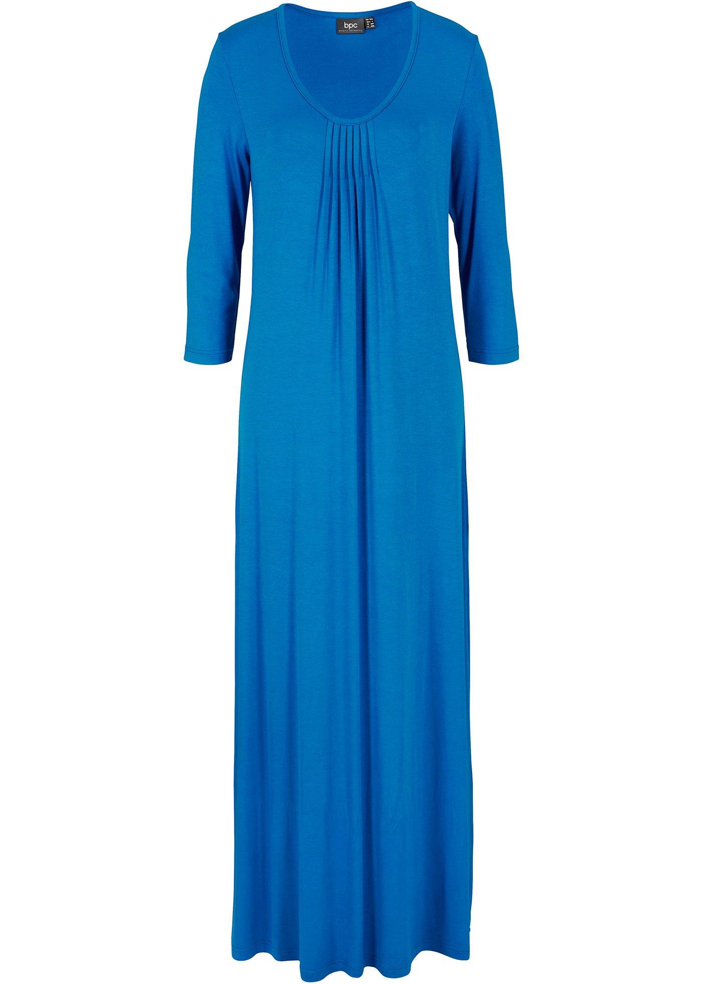 Robe longue extensible trapèze, manches 3/4