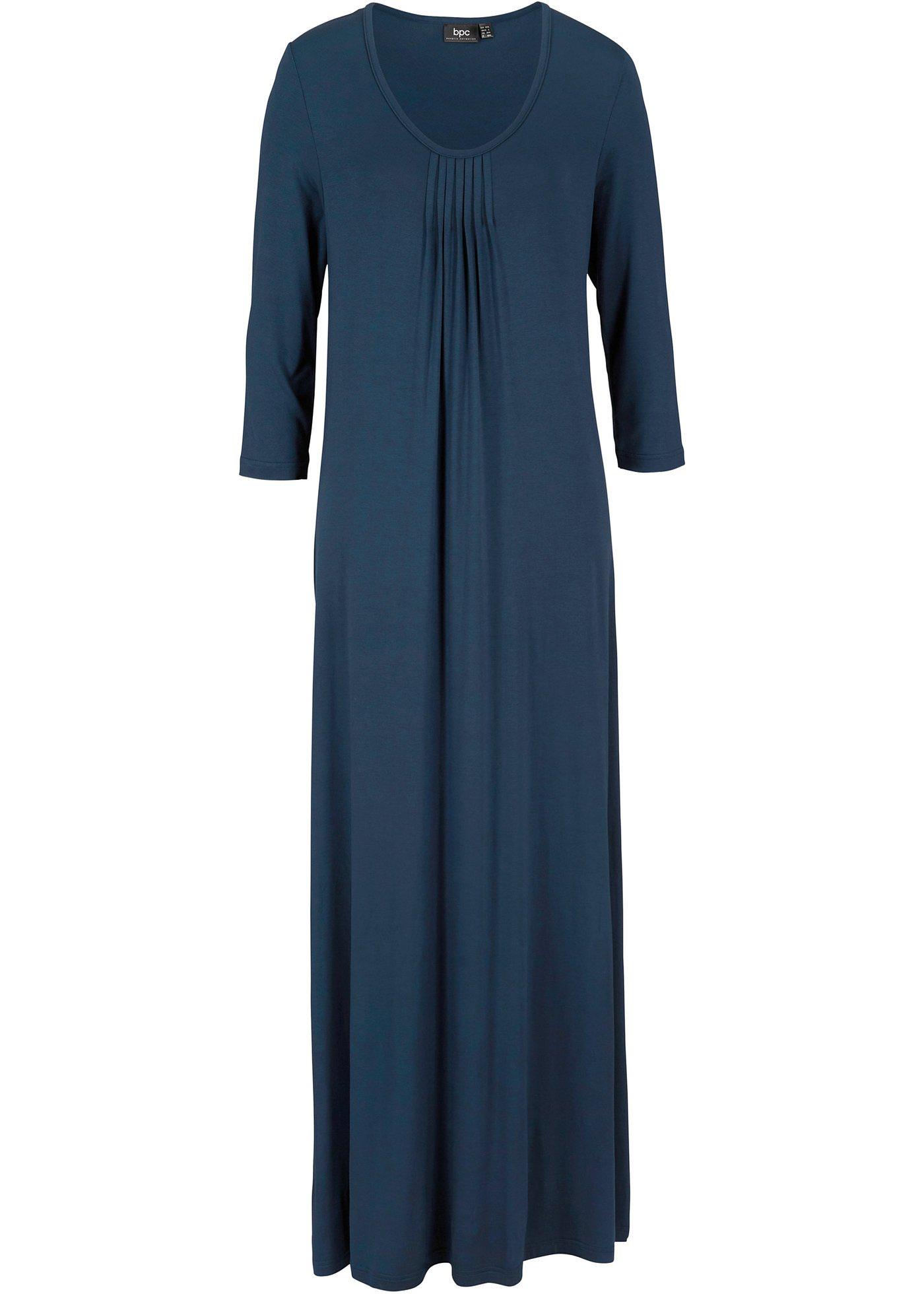 Robe longue extensible trapèze, manches 3/4