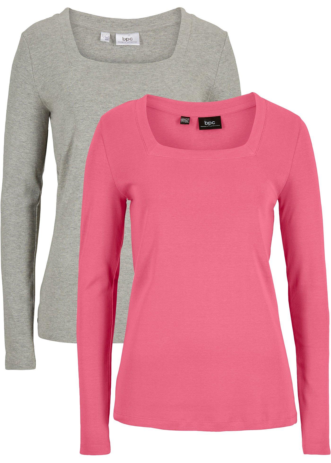 Lot de 2 T-shirts manches longues à col carré