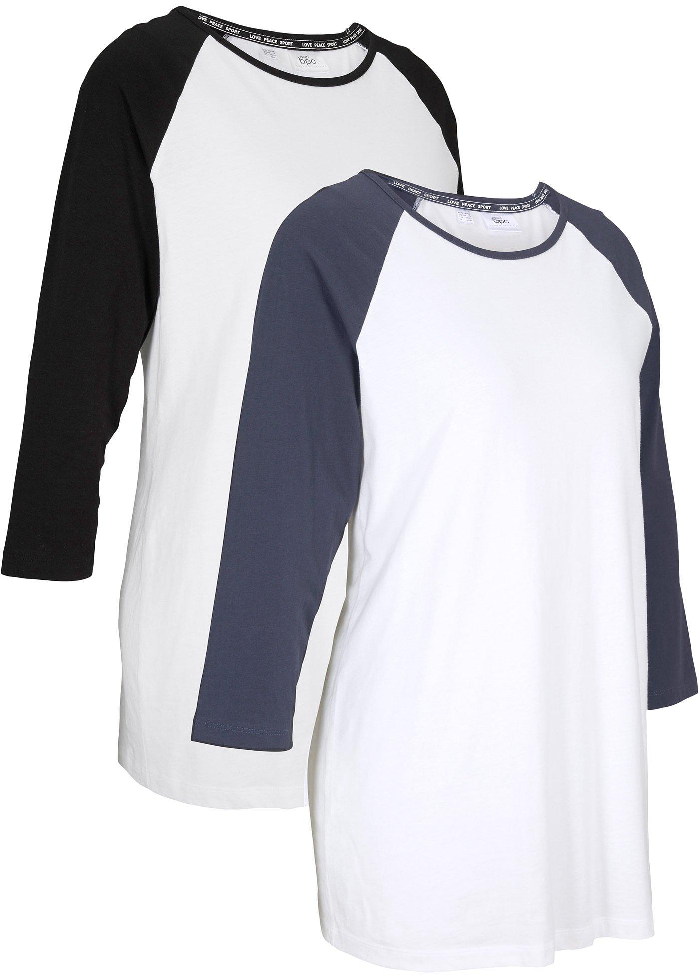 Lot de 2 T-shirts de sport en coton bio, manches 3/4