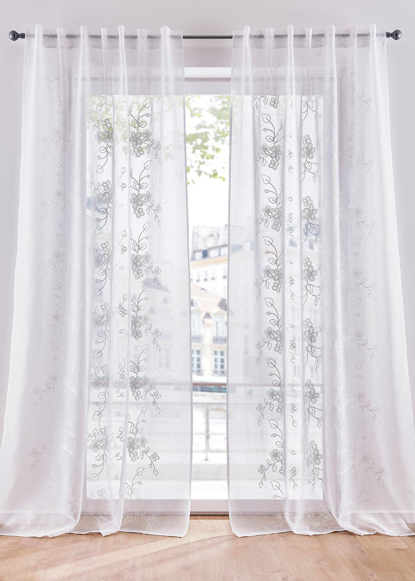 Voilage à broderie florale (1 pce.)