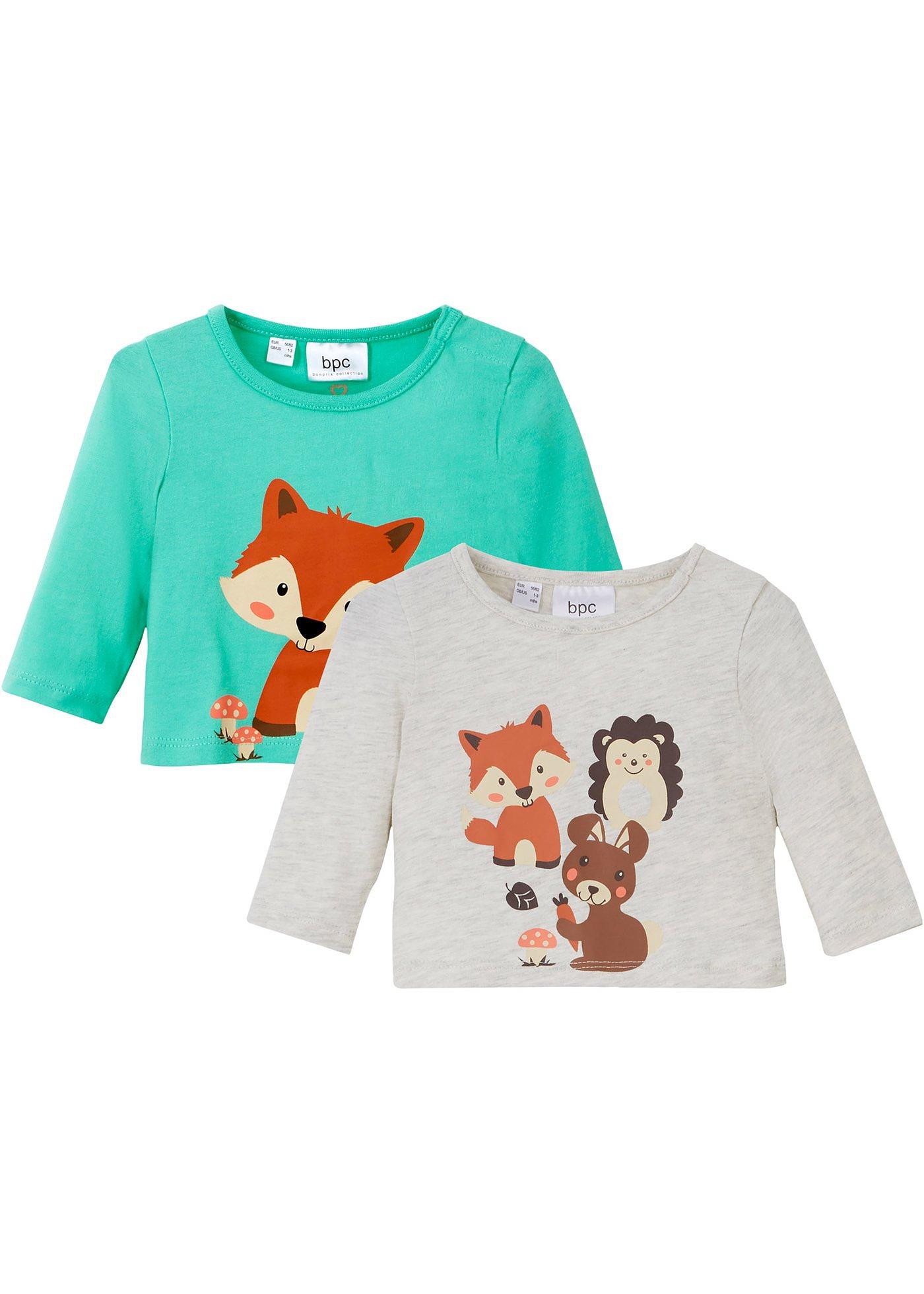 Lot de 2 T-shirts manches longues bébé coton bio