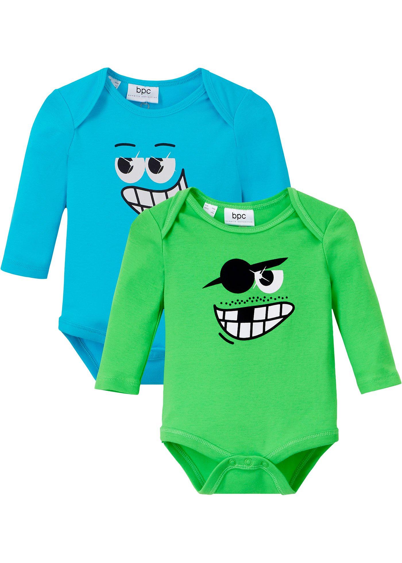 Lot de 2 bodies bébé manches longues en coton bio