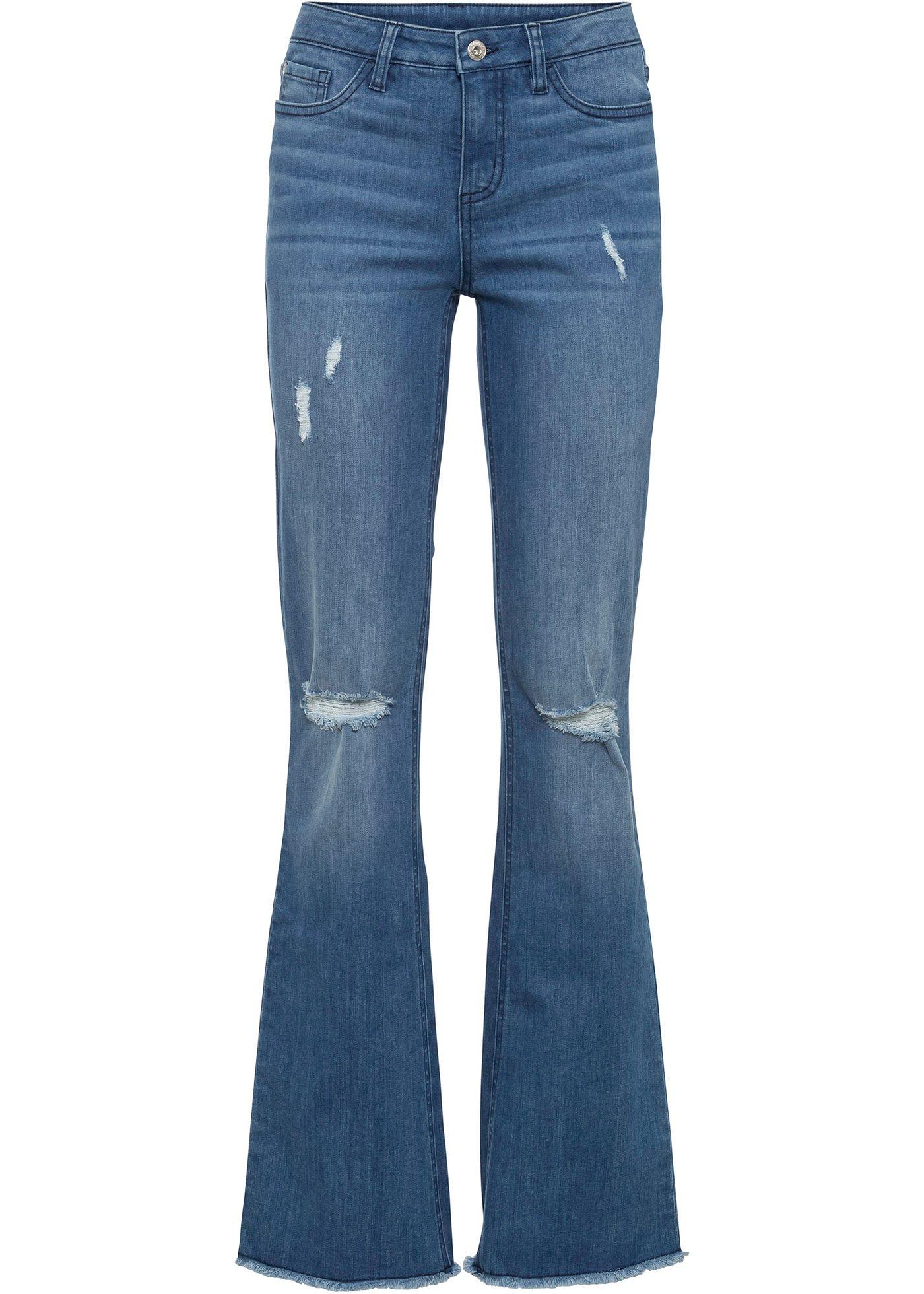 Jean flare style destroyed avec polyester recyclé