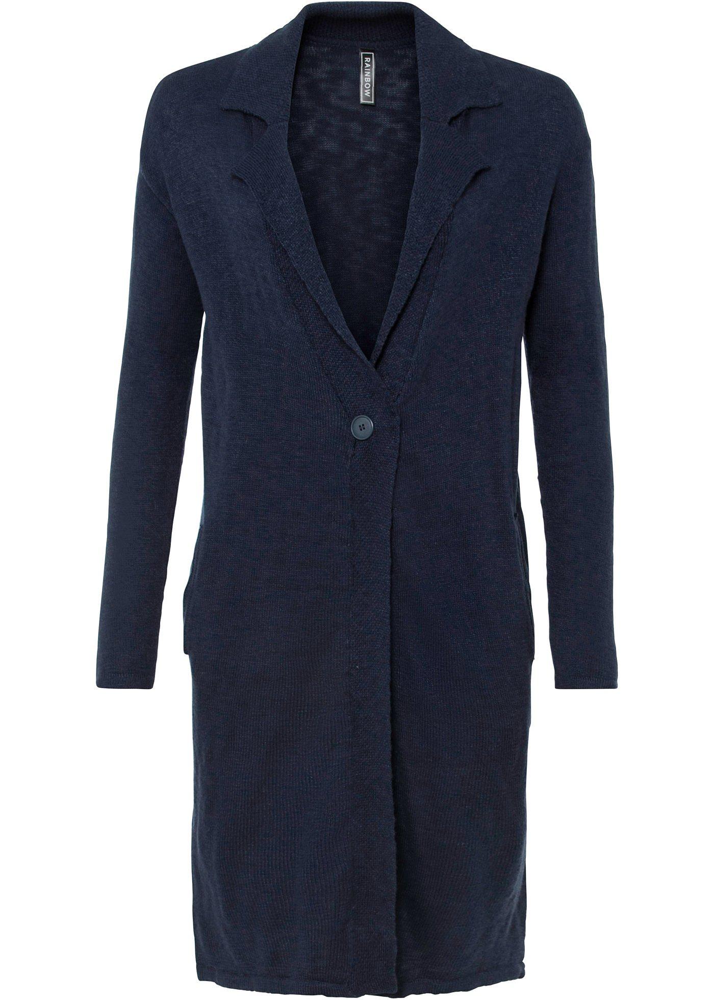 Gilet long en maille avec bouton