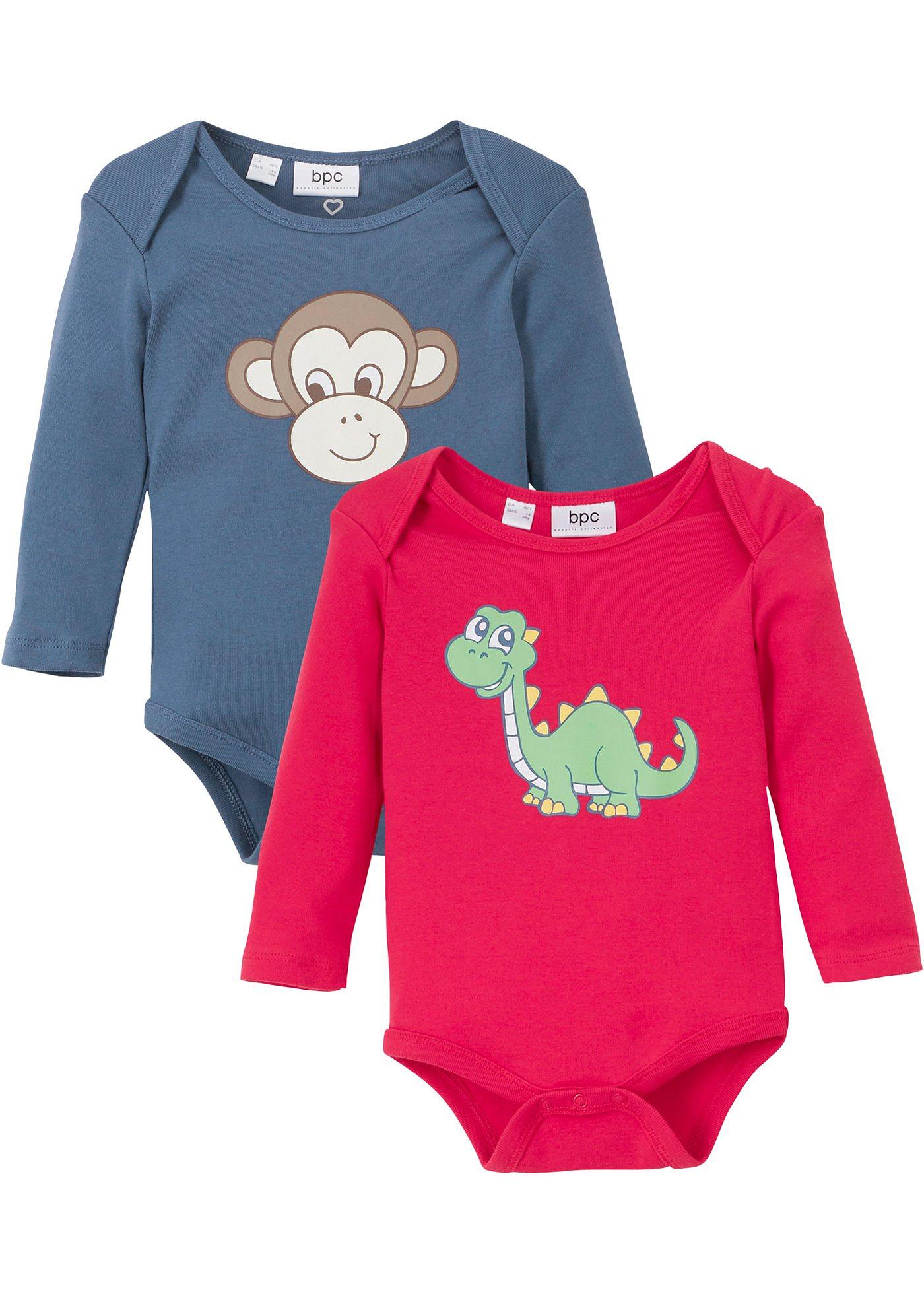 Lot de 2 bodies bébé manches longues en coton bio