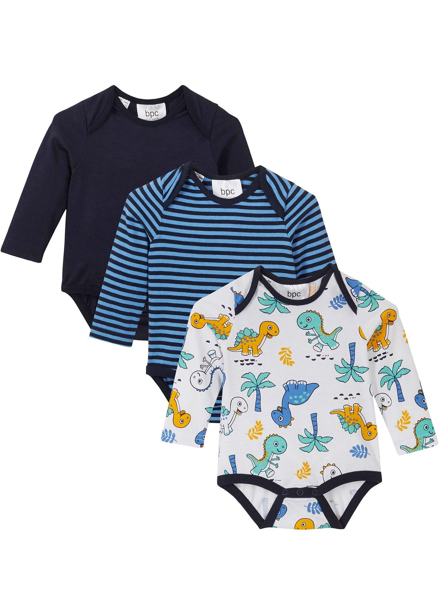 Lot de 3 bodies bébé manches longues en coton bio