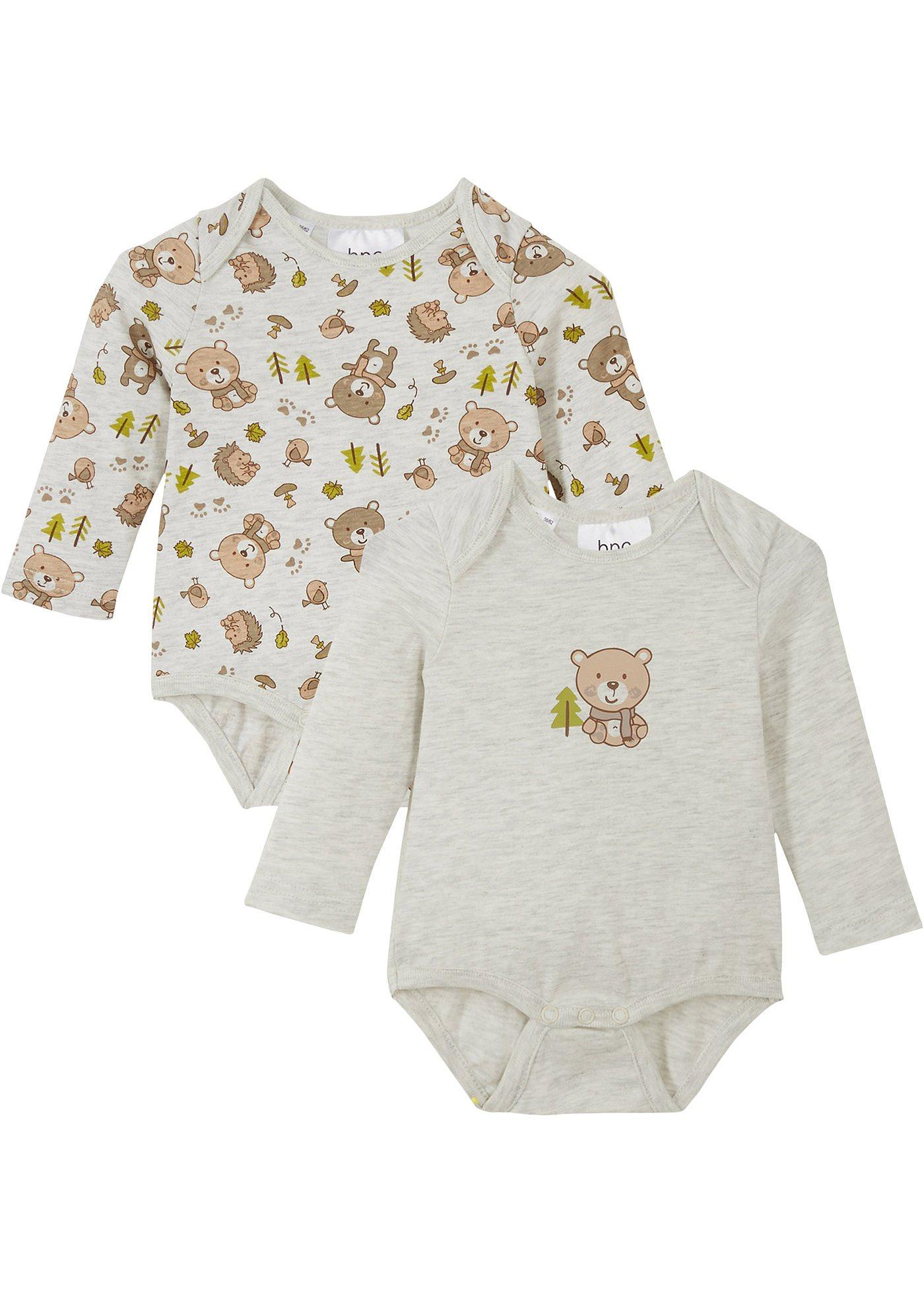 Lot de 2 bodies bébé manches longues en coton bio