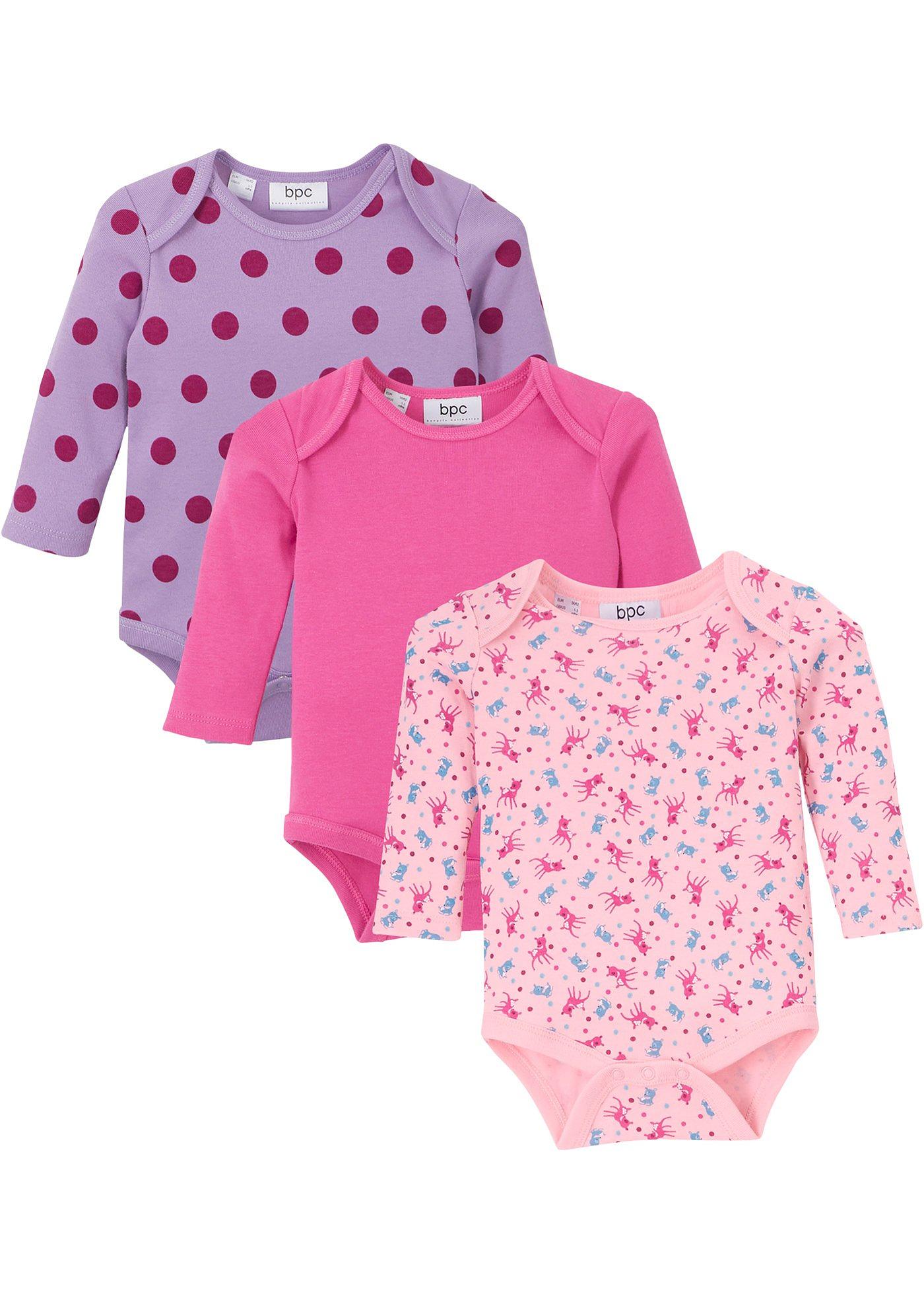 Lot de 3 bodies bébé manches longues en coton bio