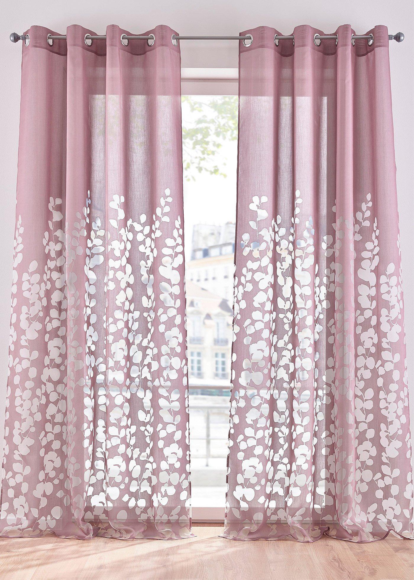 Voilage en dévoré avec feuilles (1 pce.)