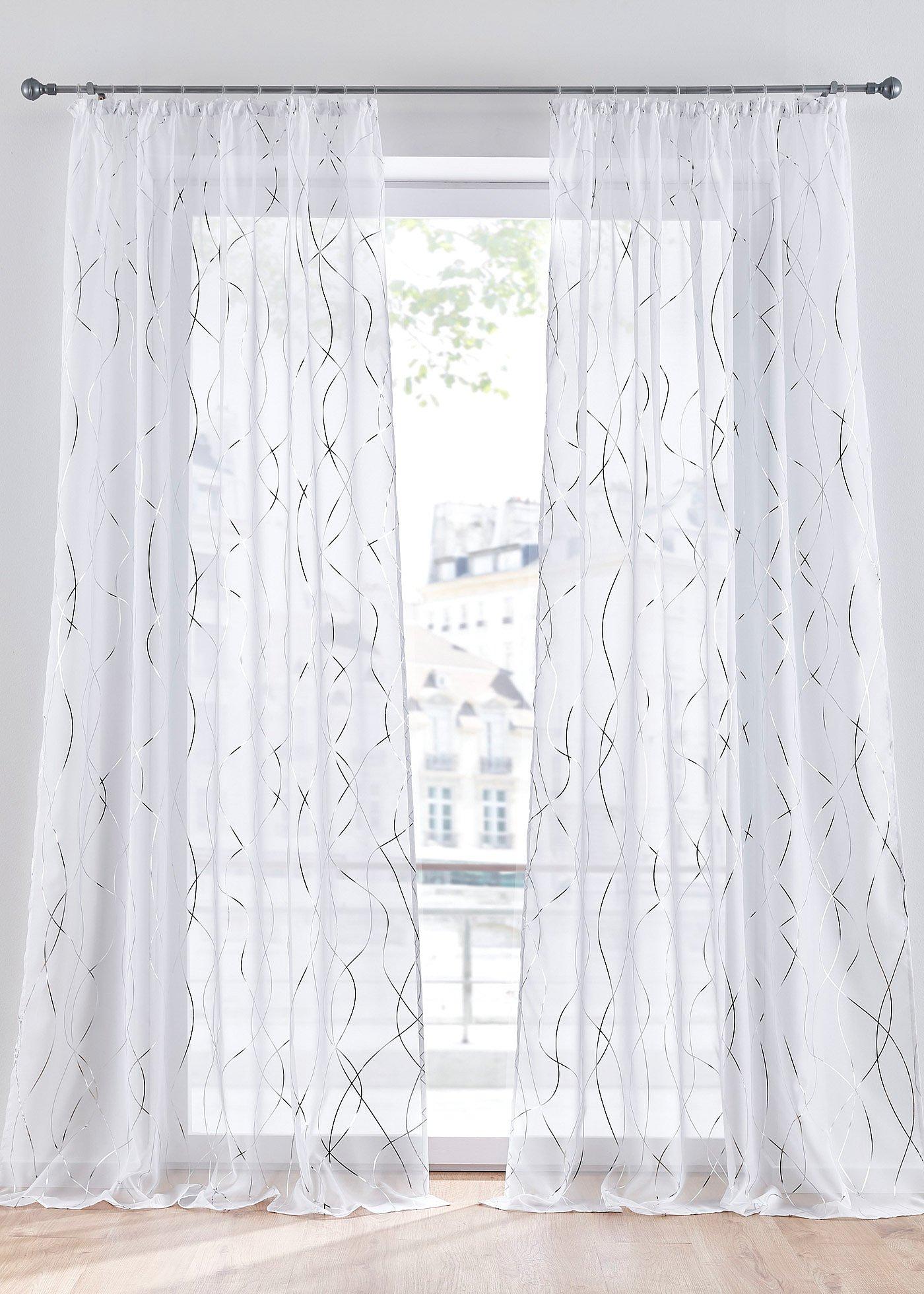 Voilage transparent à imprimé brillant (1 pce.)