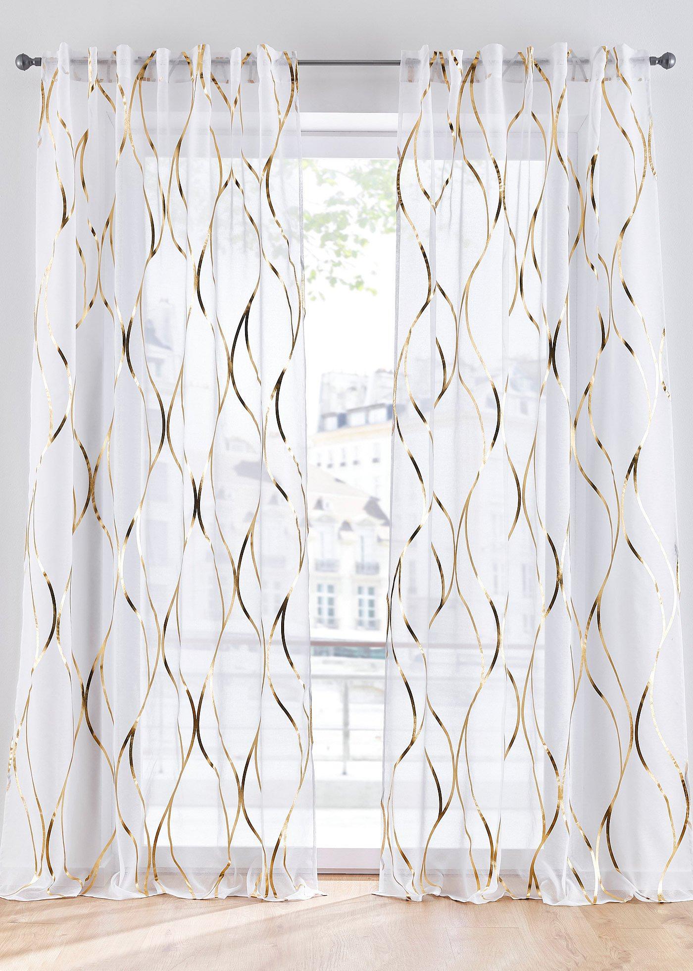 Voilage transparent à imprimé brillant (1 pce.)