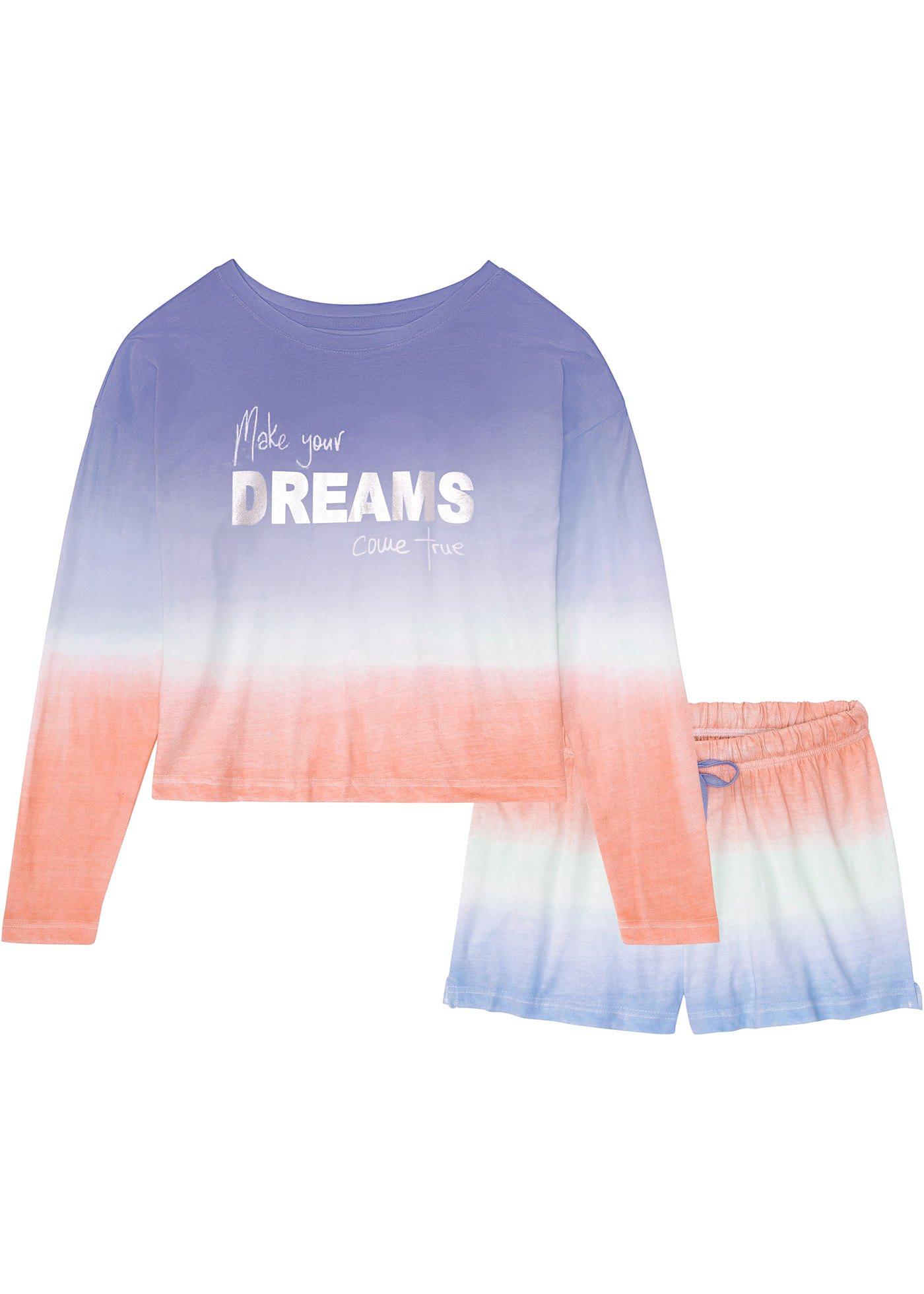 Pyjashort avec T-shirt à manches longues raccourci