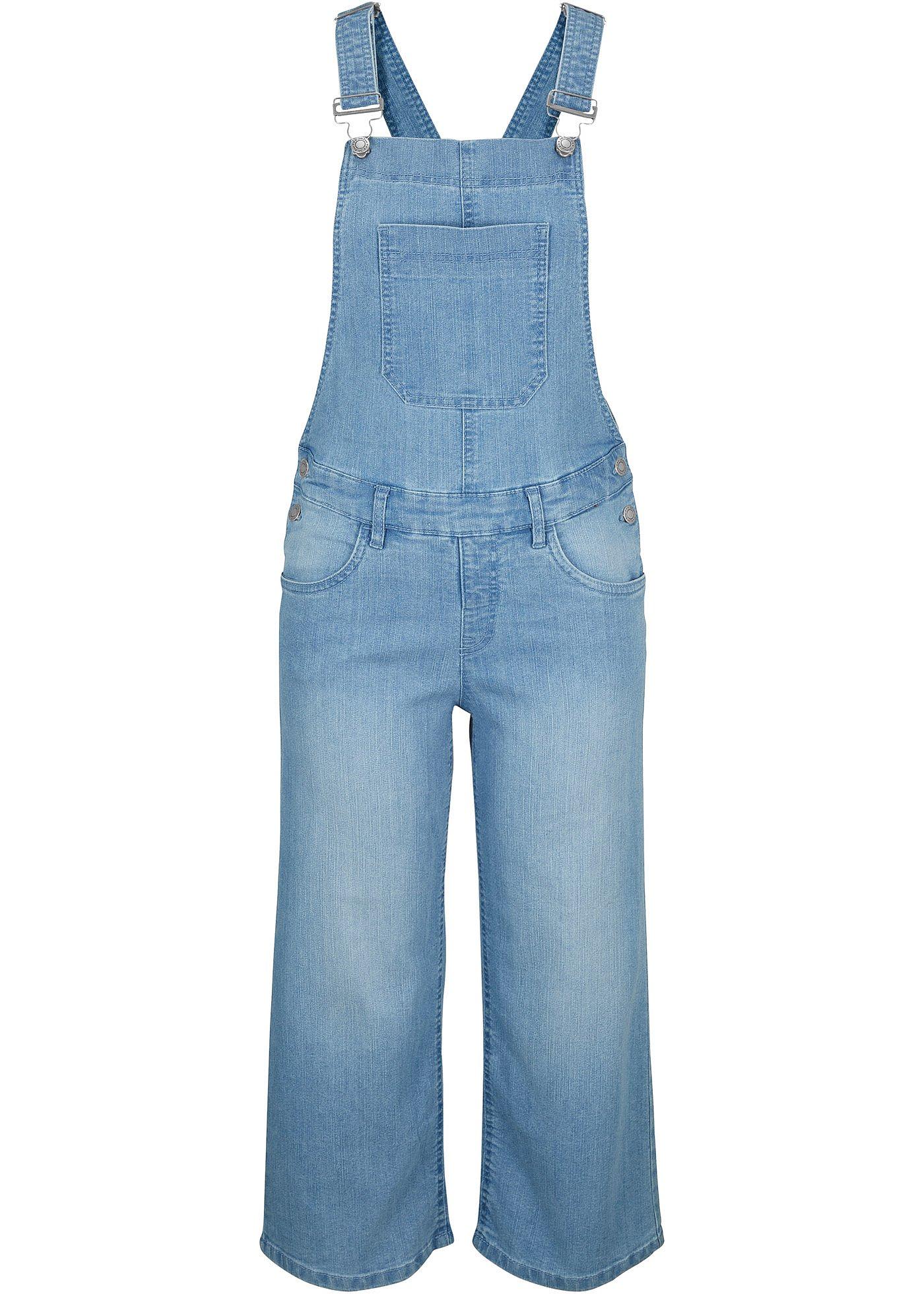 Salopette en jean confort stretch, Wide