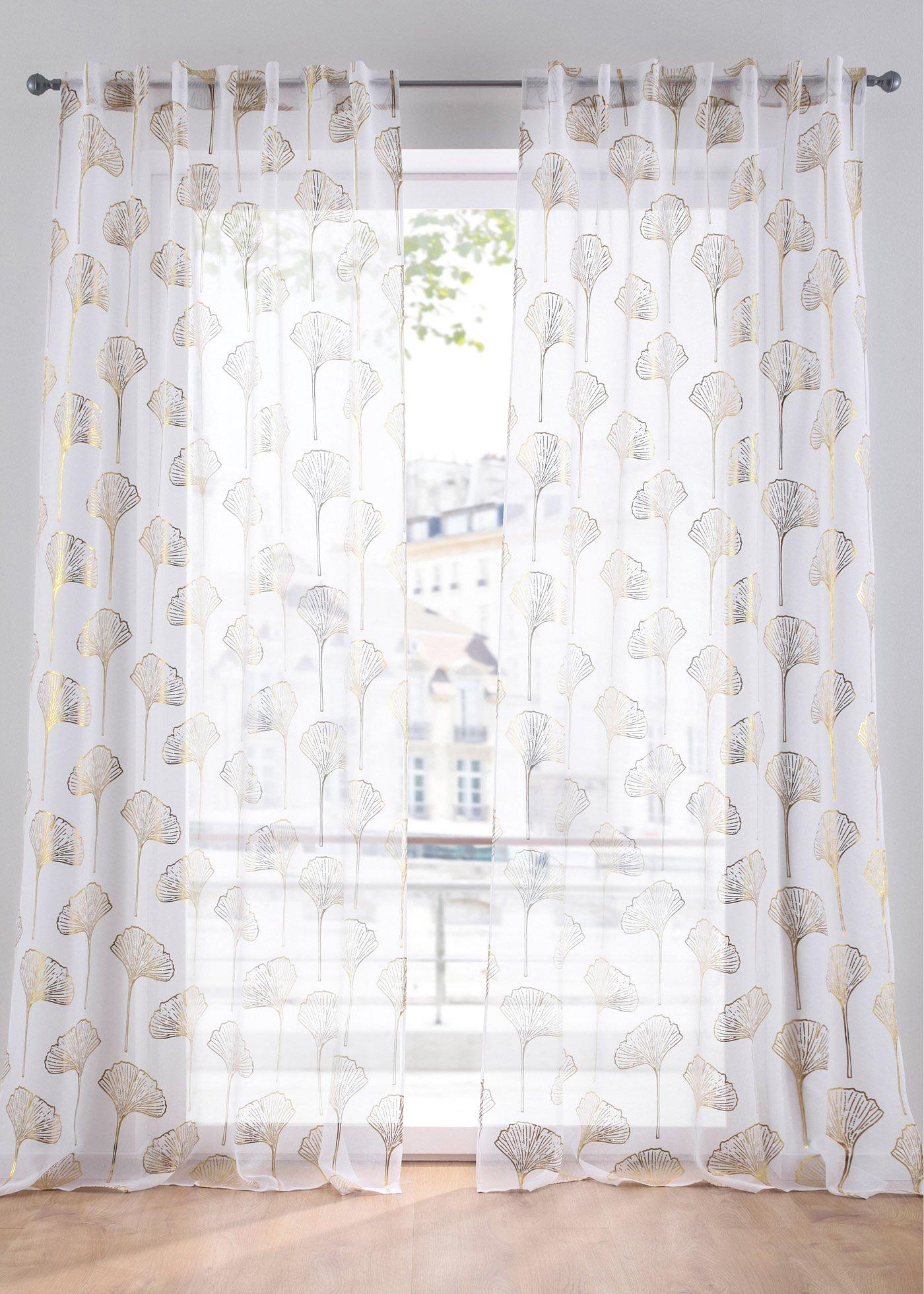 Voilage transparent imprimé brillant (1 pce.)