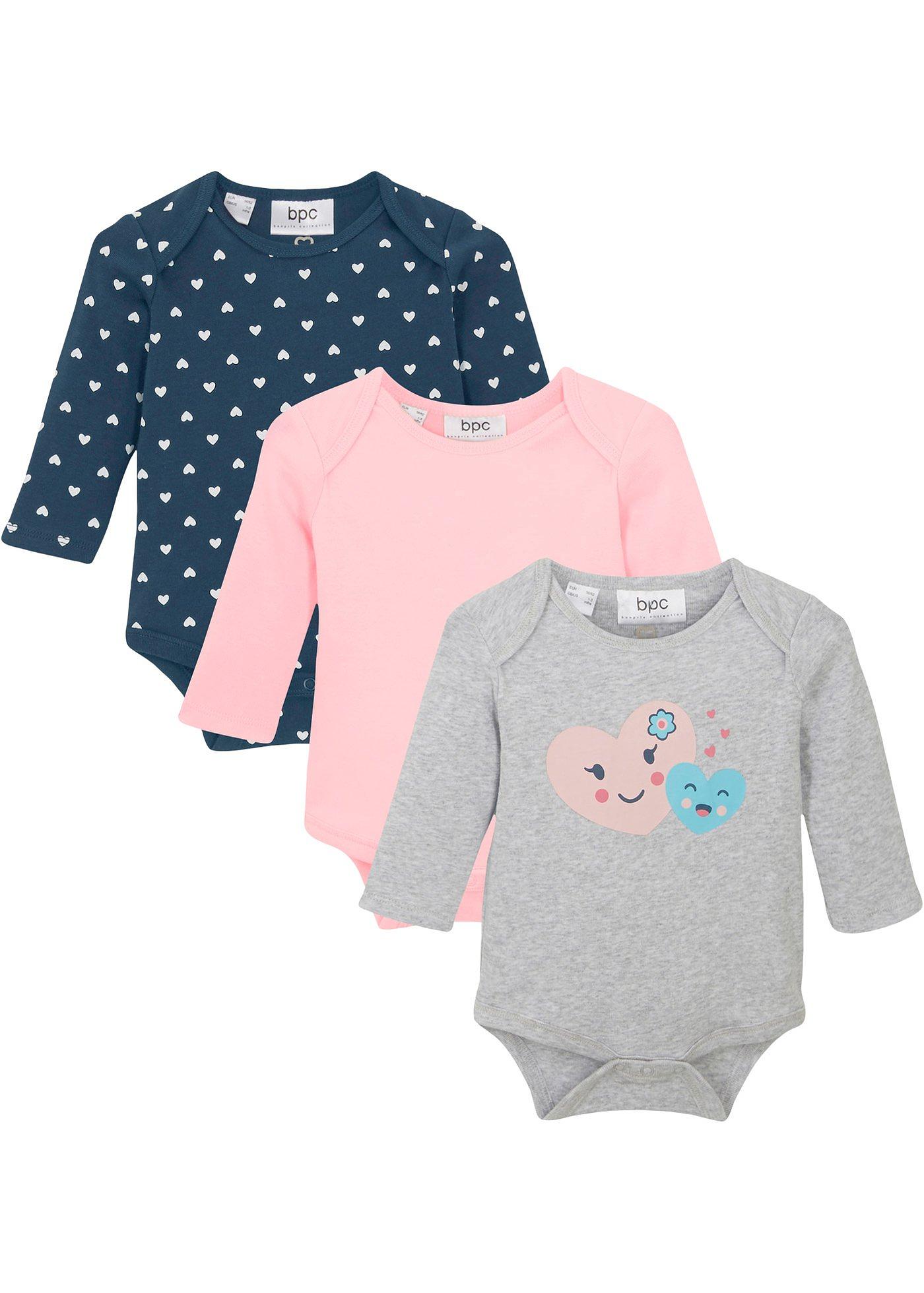 Lot de 3 bodies bébé manches longues en coton bio