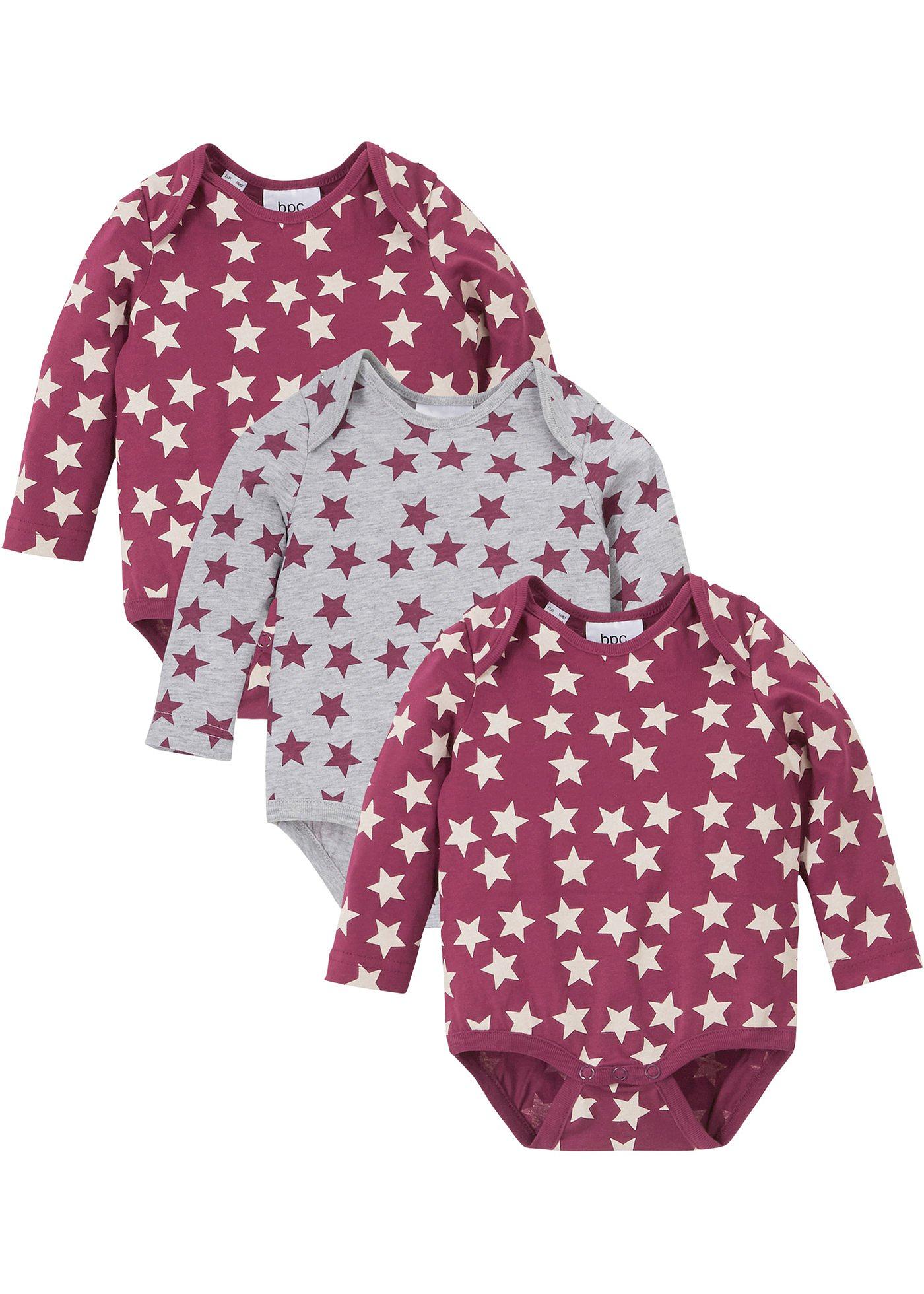 Lot de 3 bodies bébé manches longues en coton bio