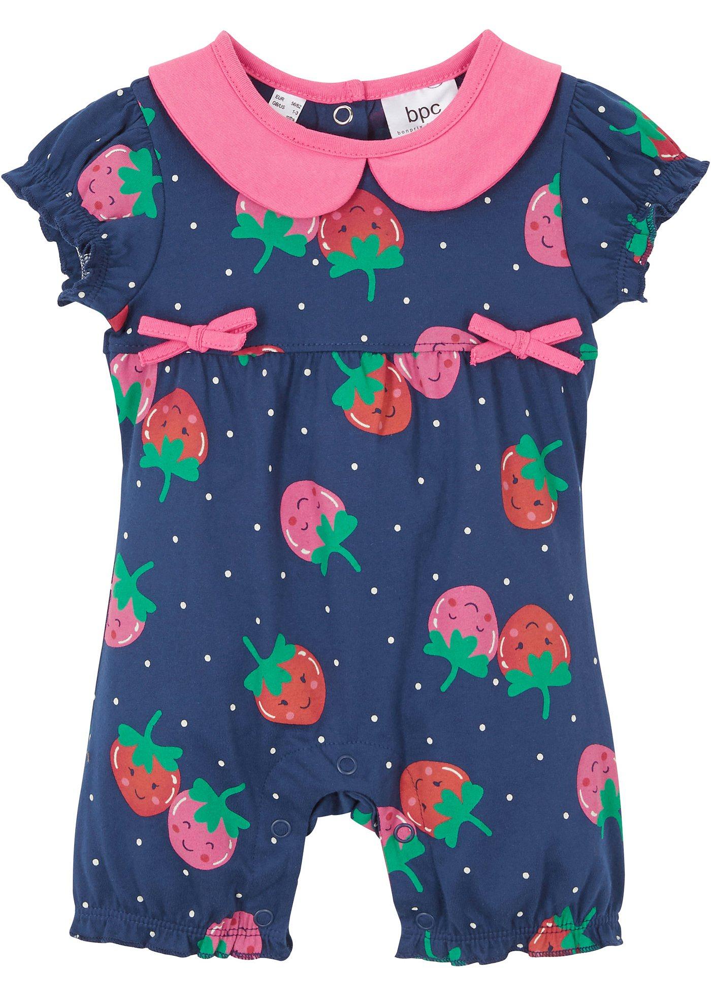 Combinaison bébé manches courtes + bandeau (Ens. 2 pces.) coton bio