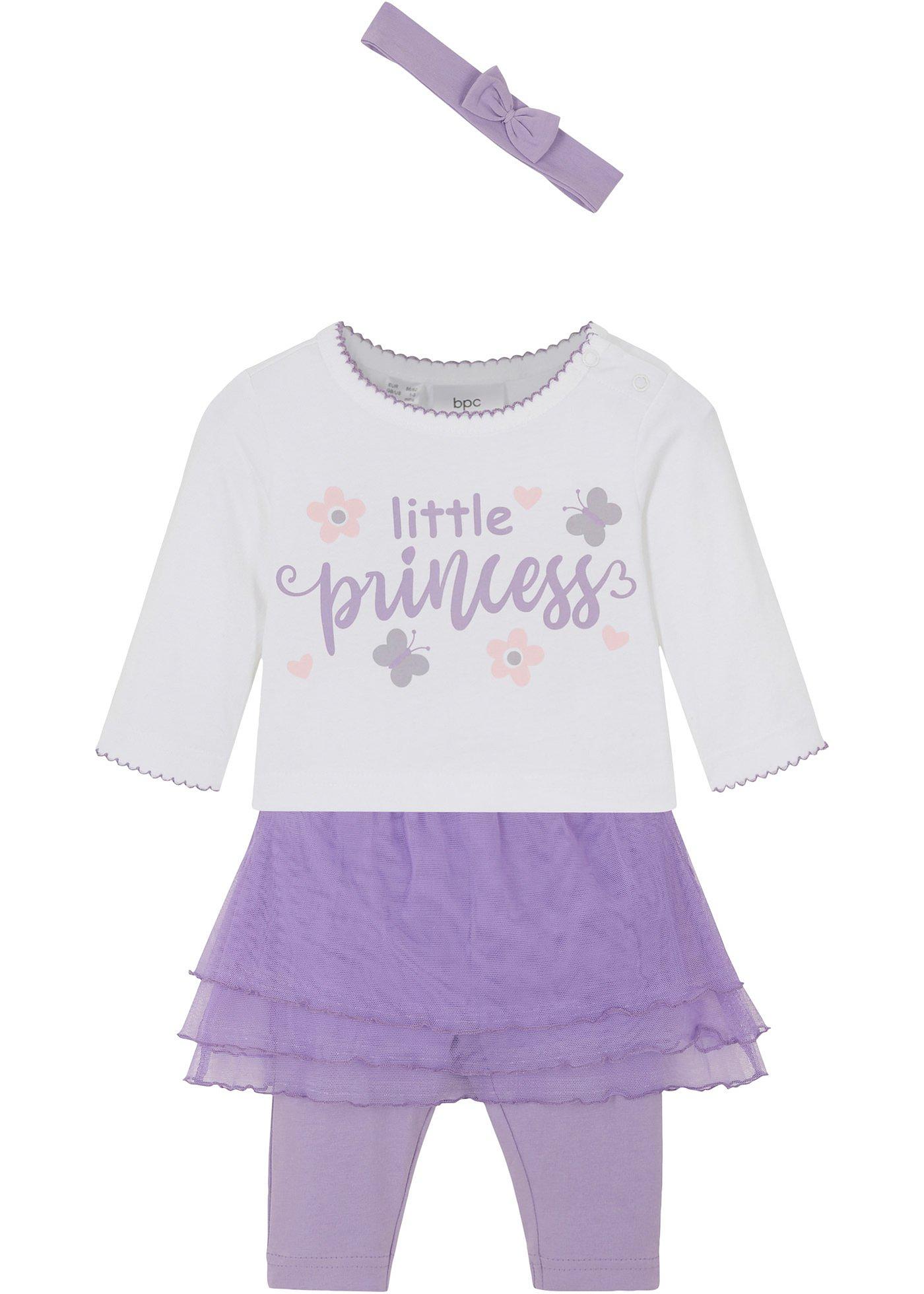 T-shirt bébé + legging + tutu + serre-tête (Ens. 4 pces.) coton bio