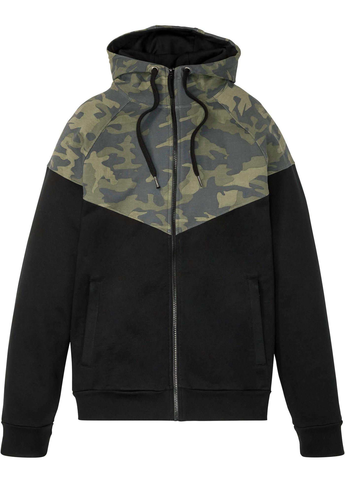 Gilet sweat à capuche avec empiècement camouflage