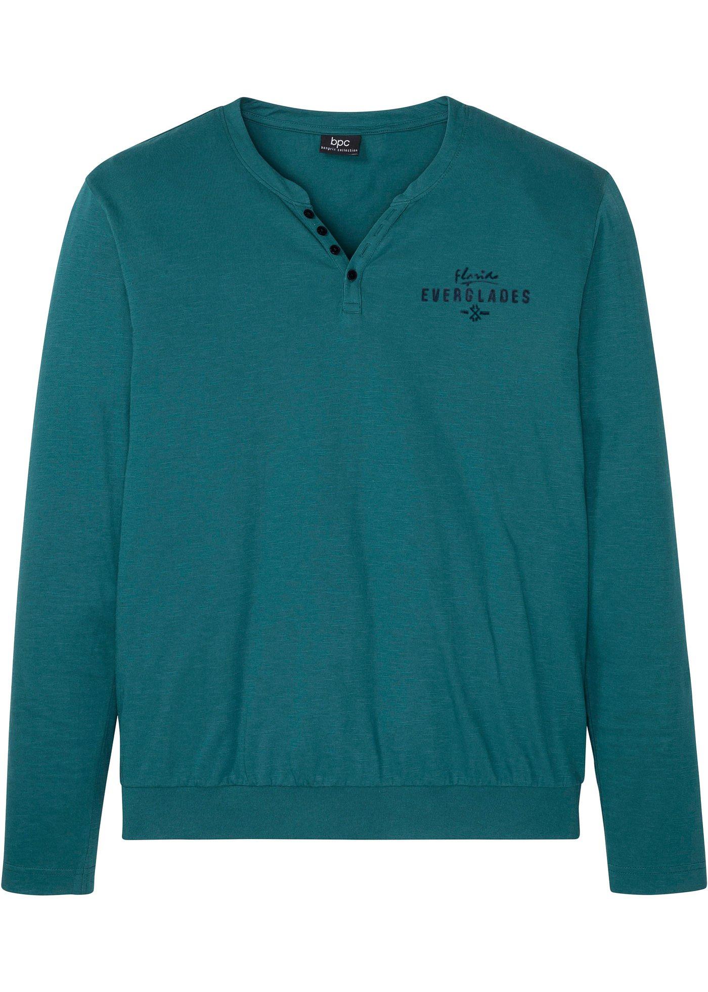 T-shirt col Henley manches longues confort pour le ventre