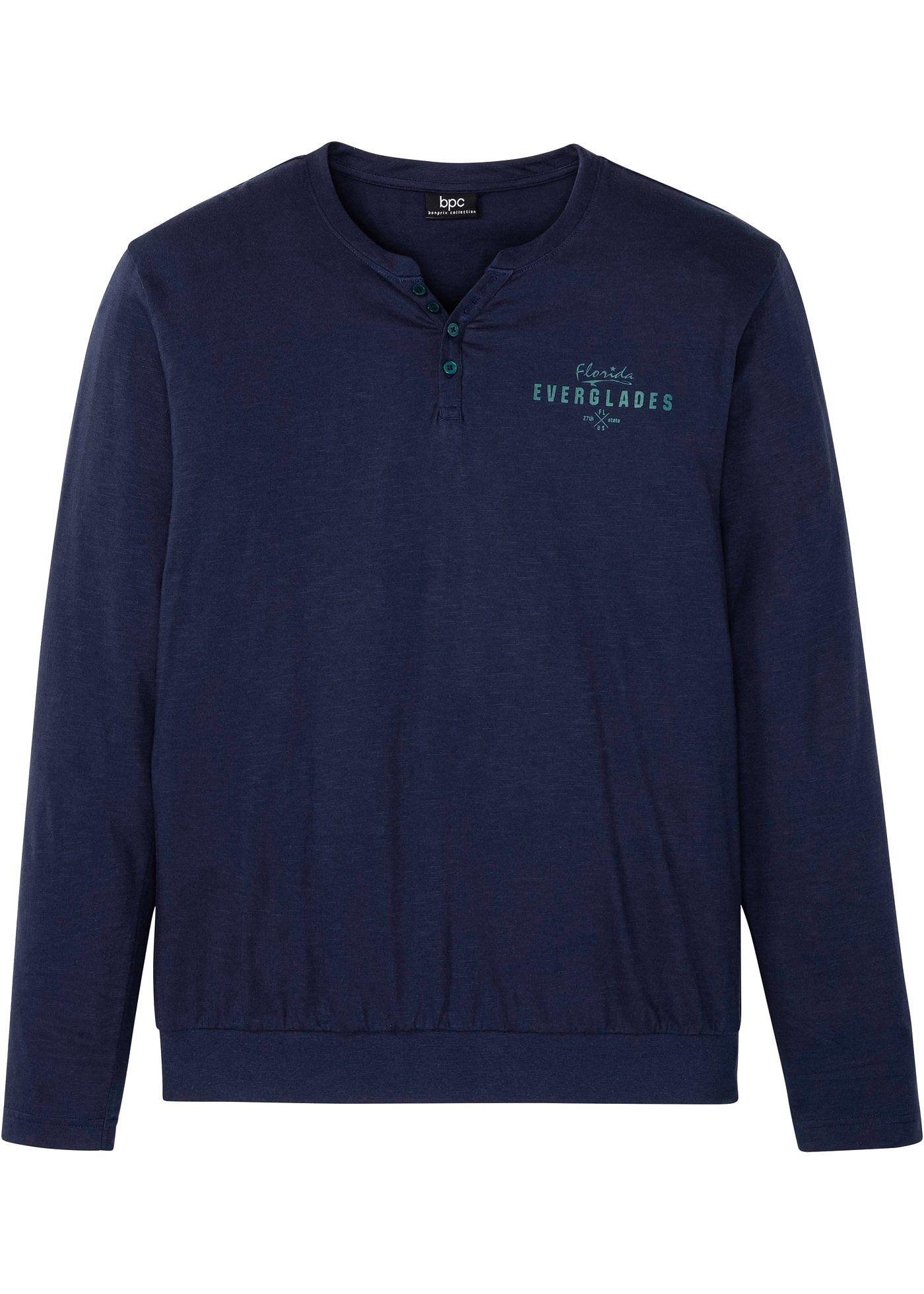 T-shirt col Henley manches longues confort pour le ventre