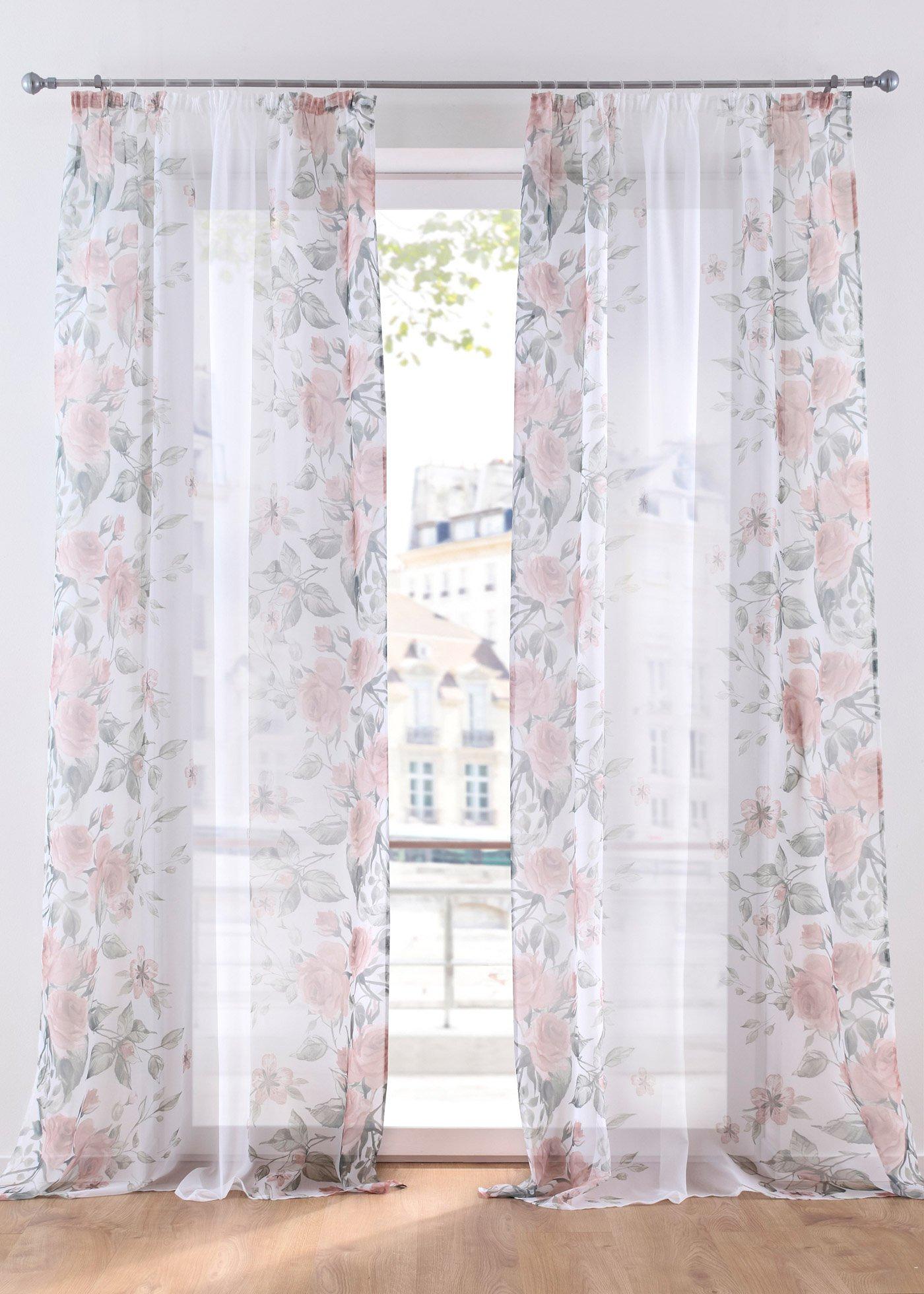 Voilage avec imprimé floral (1 pce.)