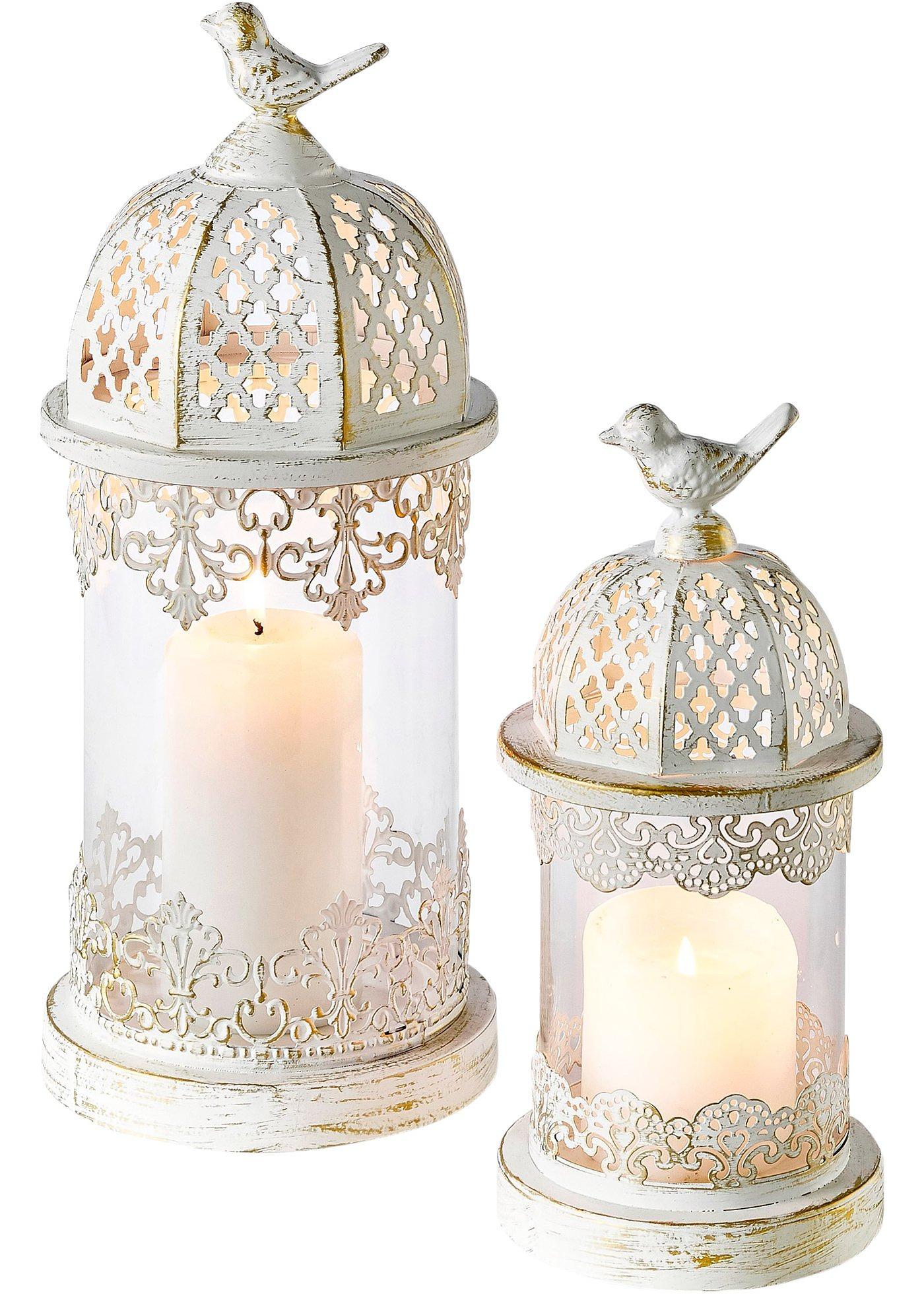 Lanterne de jardin avec verre (Ens. 2 pces.)