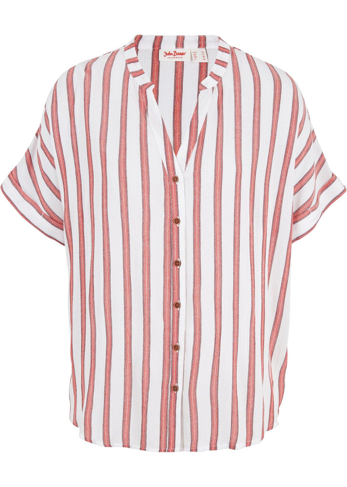 Chemisier rayé, manches courtes