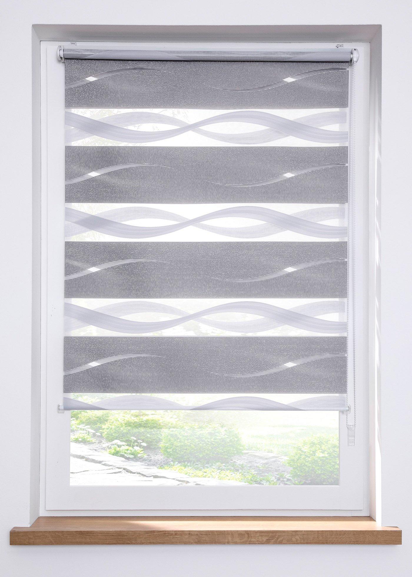 Store enrouleur double jacquard avec motif vague