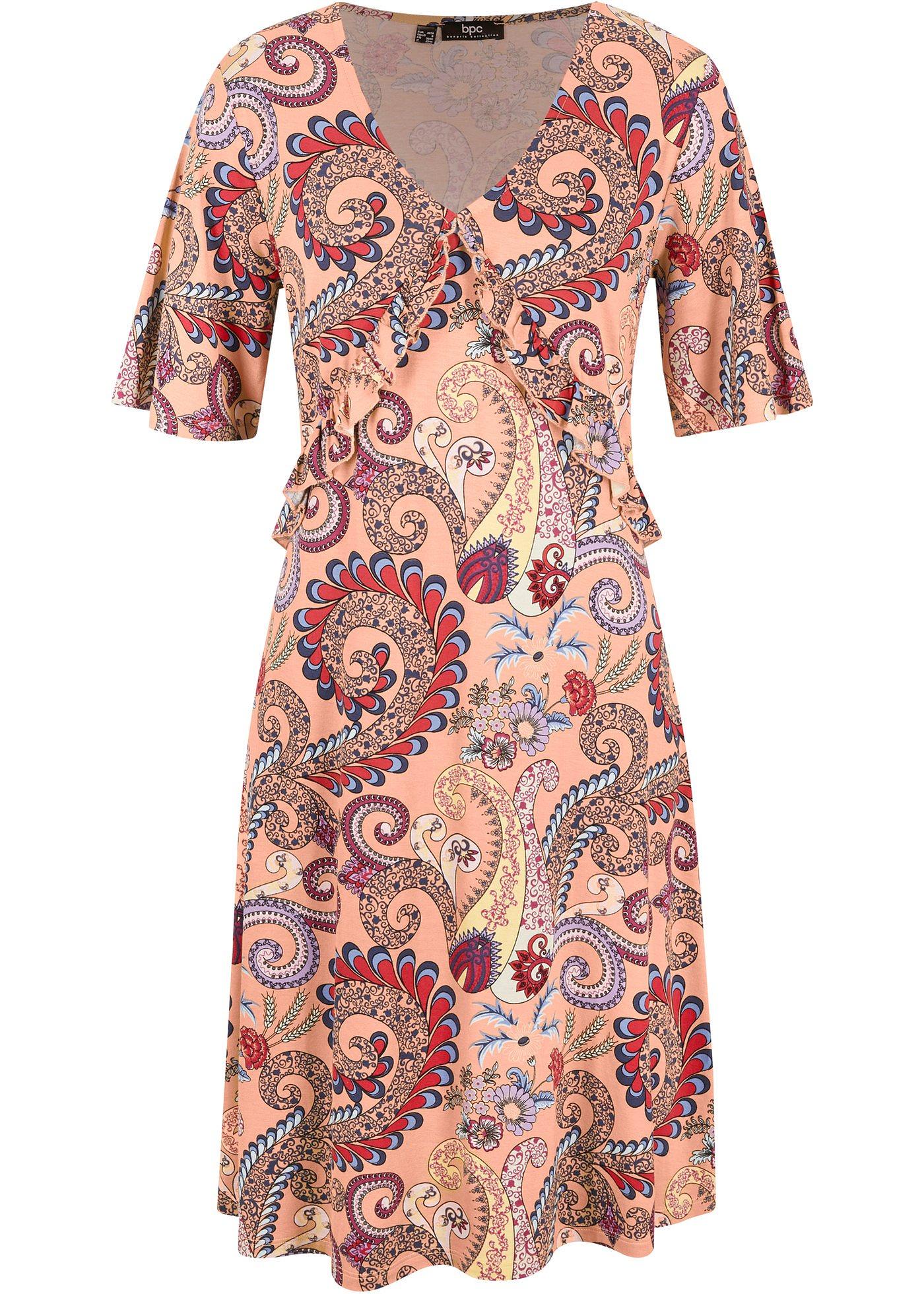 Robe en jersey avec ruchés et décolleté en V