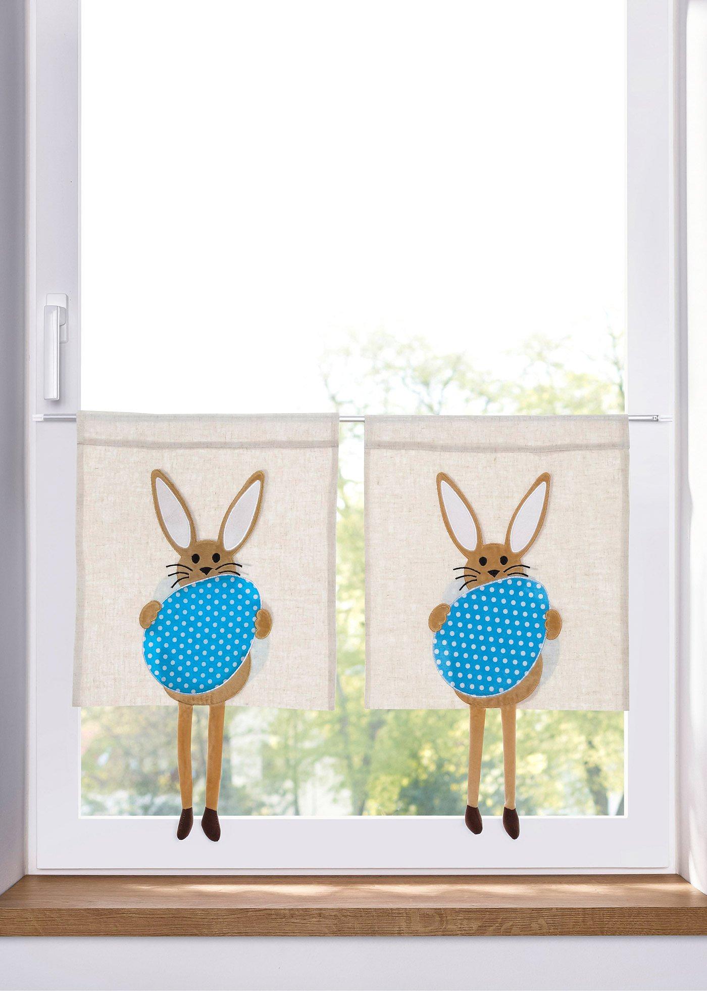 Vitrage avec application lapin (1 pce.)