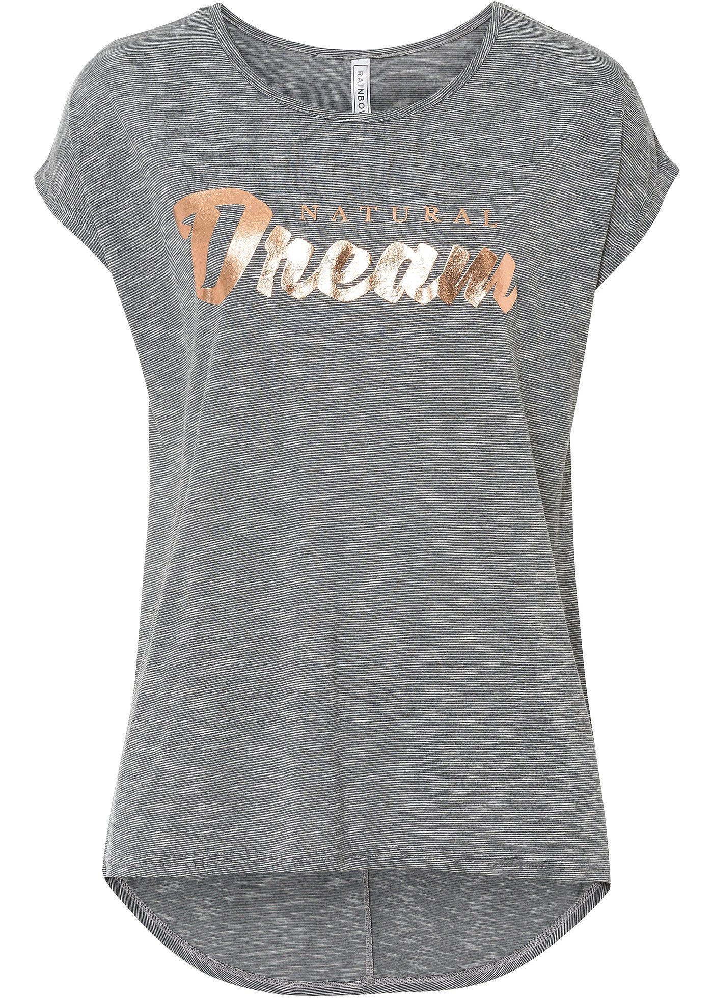 T-shirt long avec inscription en relief