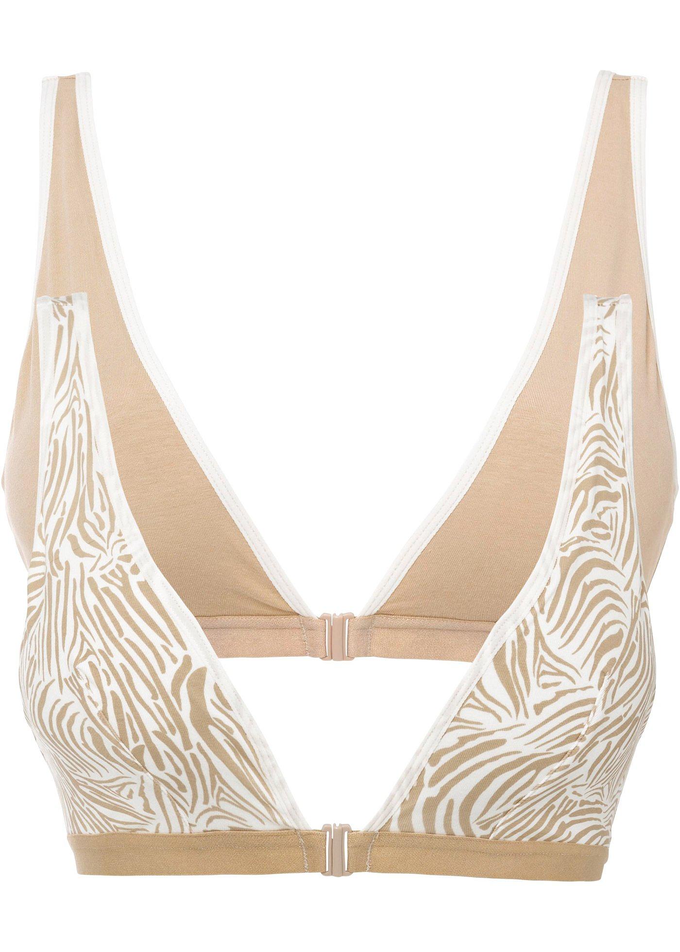 Lot de 2 soutiens-gorge sans armatures fermeture devant avec coton bio