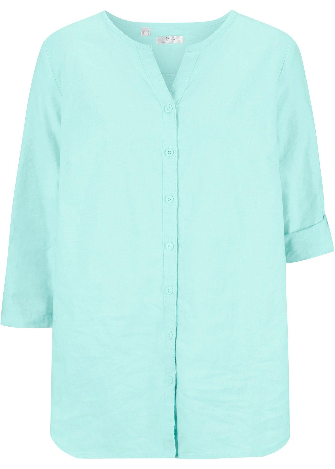 Blouse en lin, manches 3/4