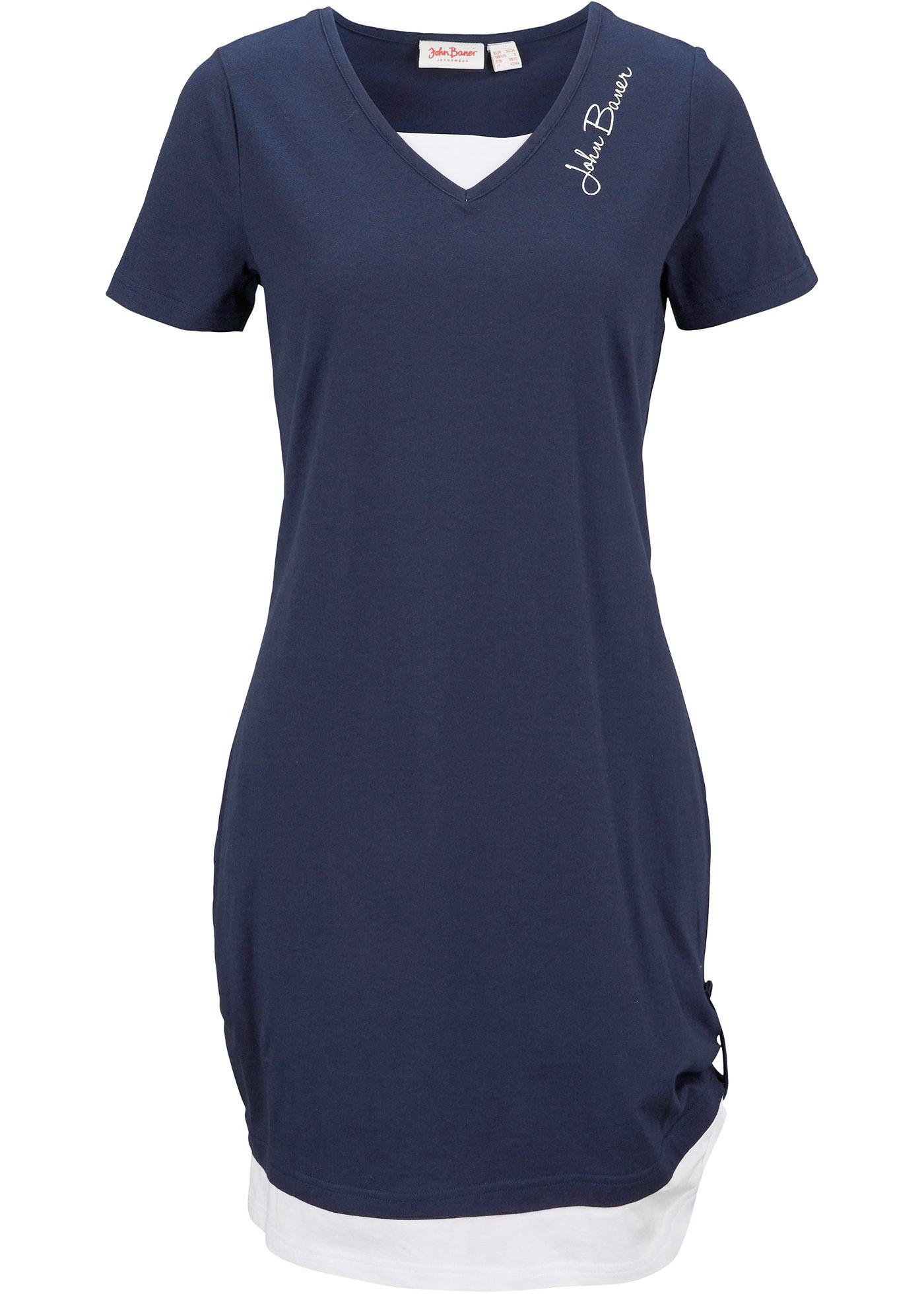 Robe T-shirt style double épaisseur, manches courtes