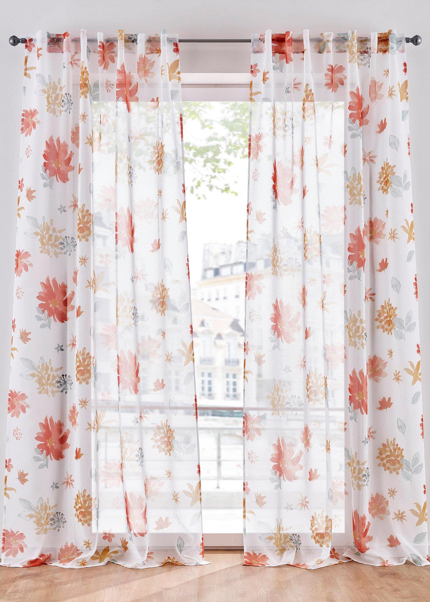 Voilage à imprimé floral (1 pce.)