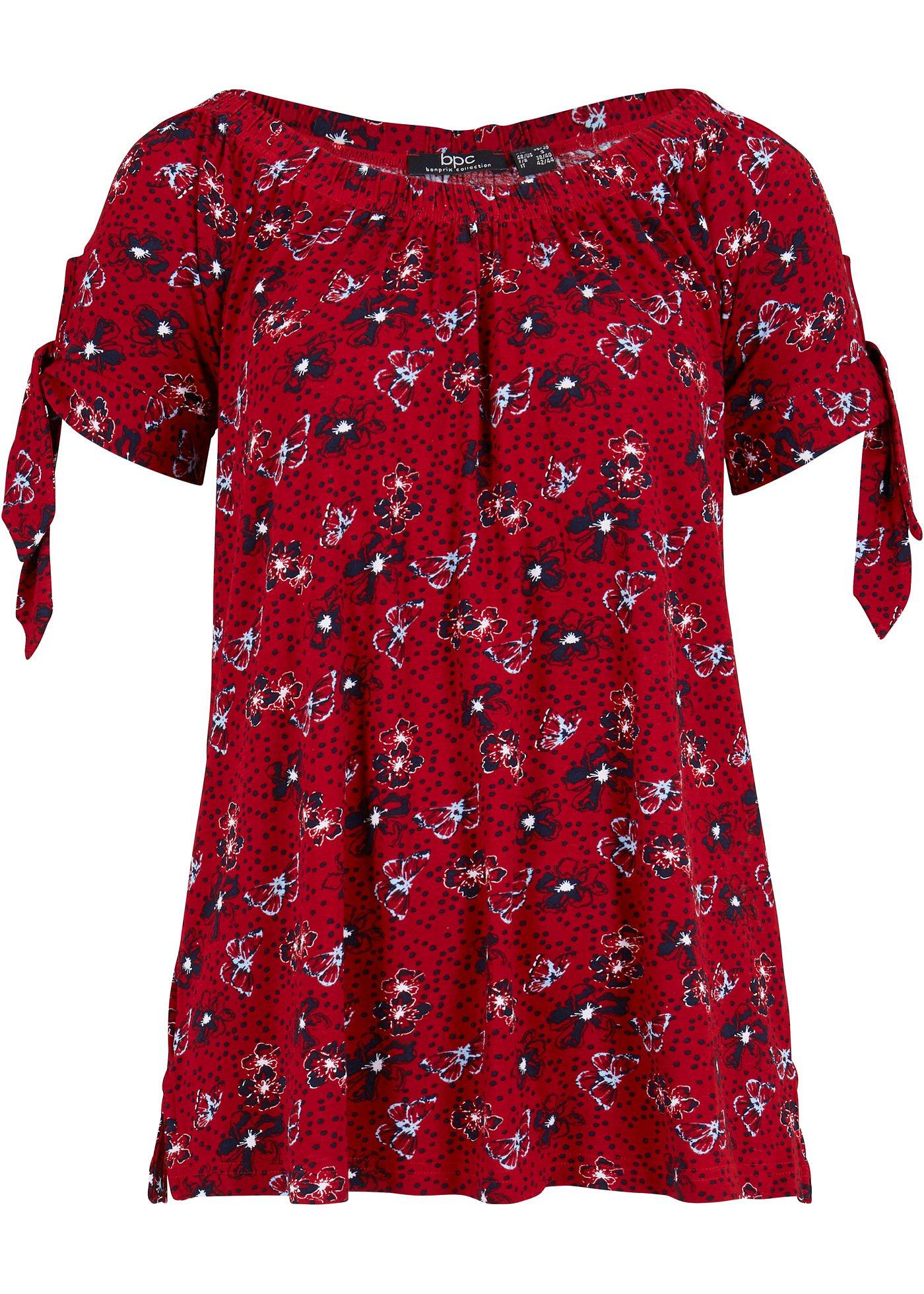 T-shirt Carmen imprimé avec détail nœud aux manches