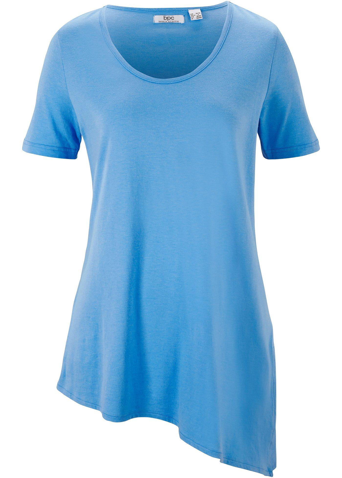 T-shirt long asymétrique, manches courtes