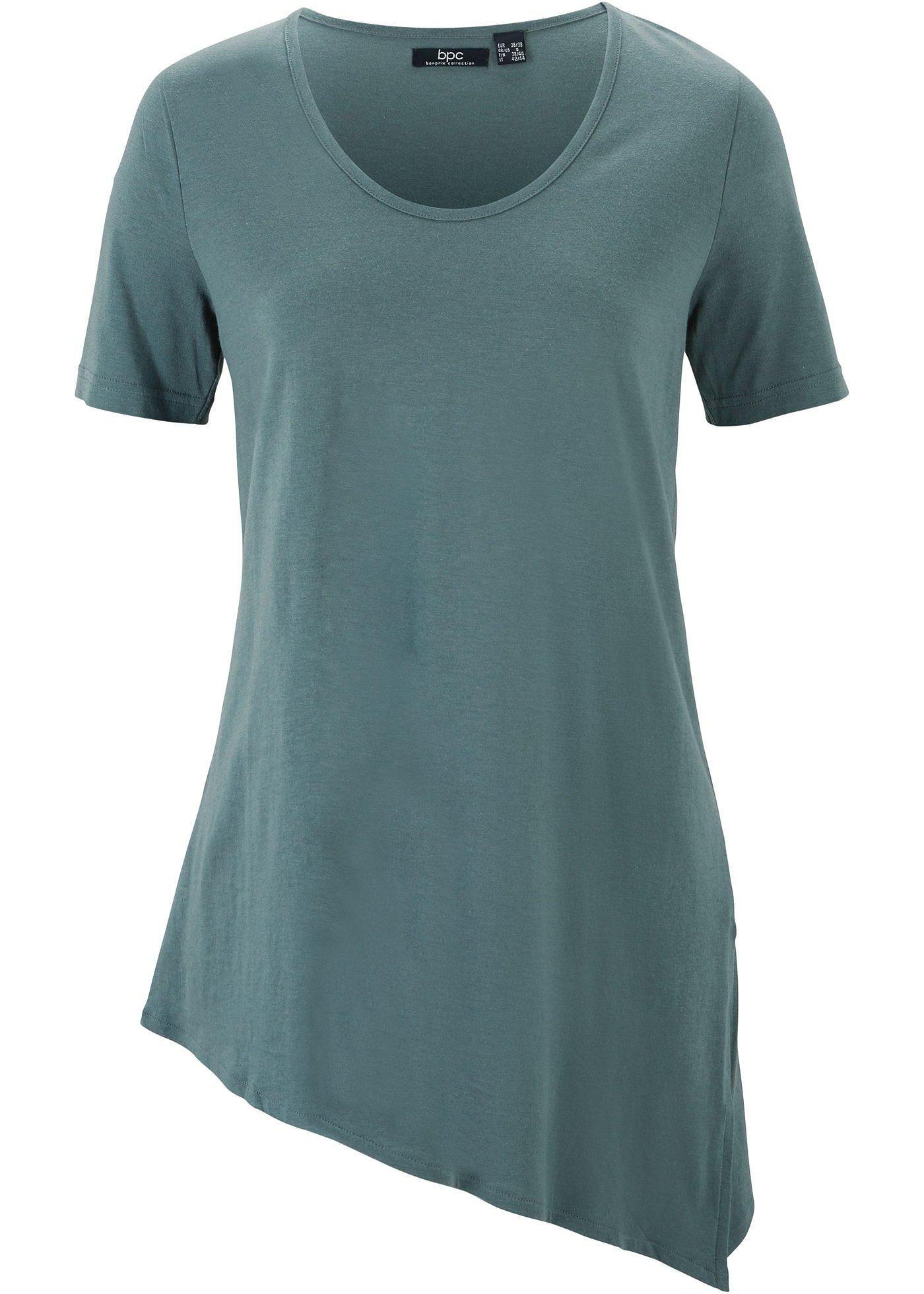 T-shirt long asymétrique, manches courtes