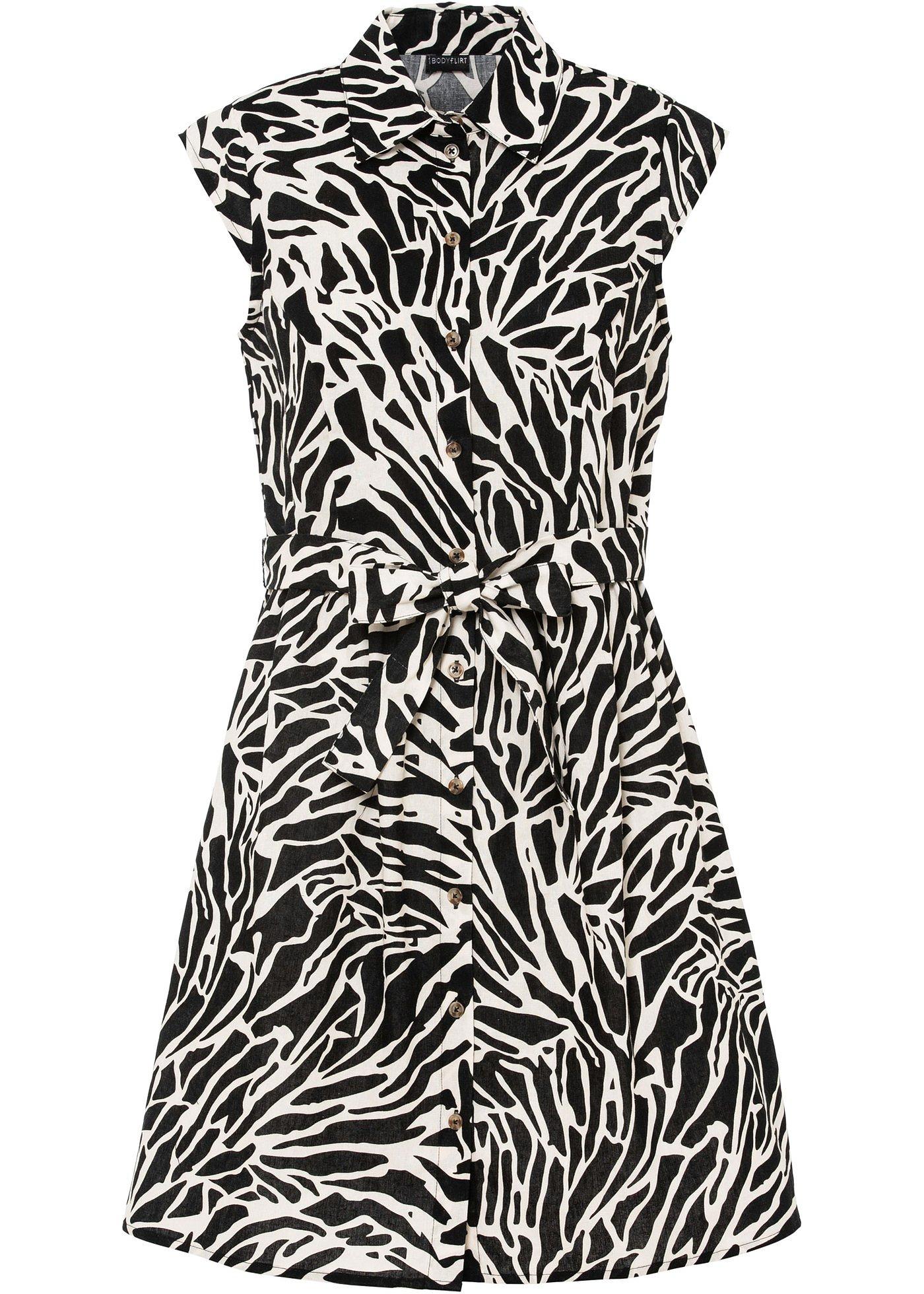 Robe-chemise imprimée en lin