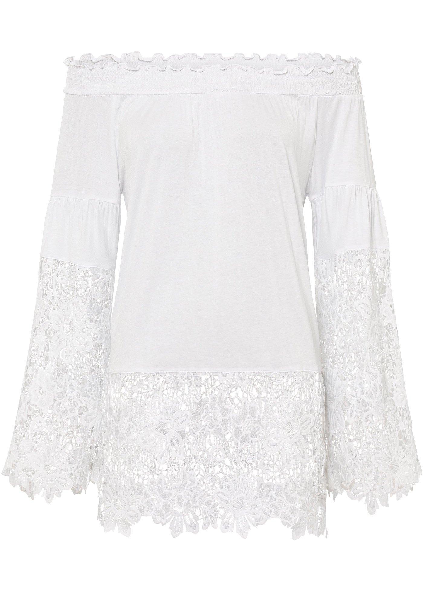 T-shirt Carmen à dentelle