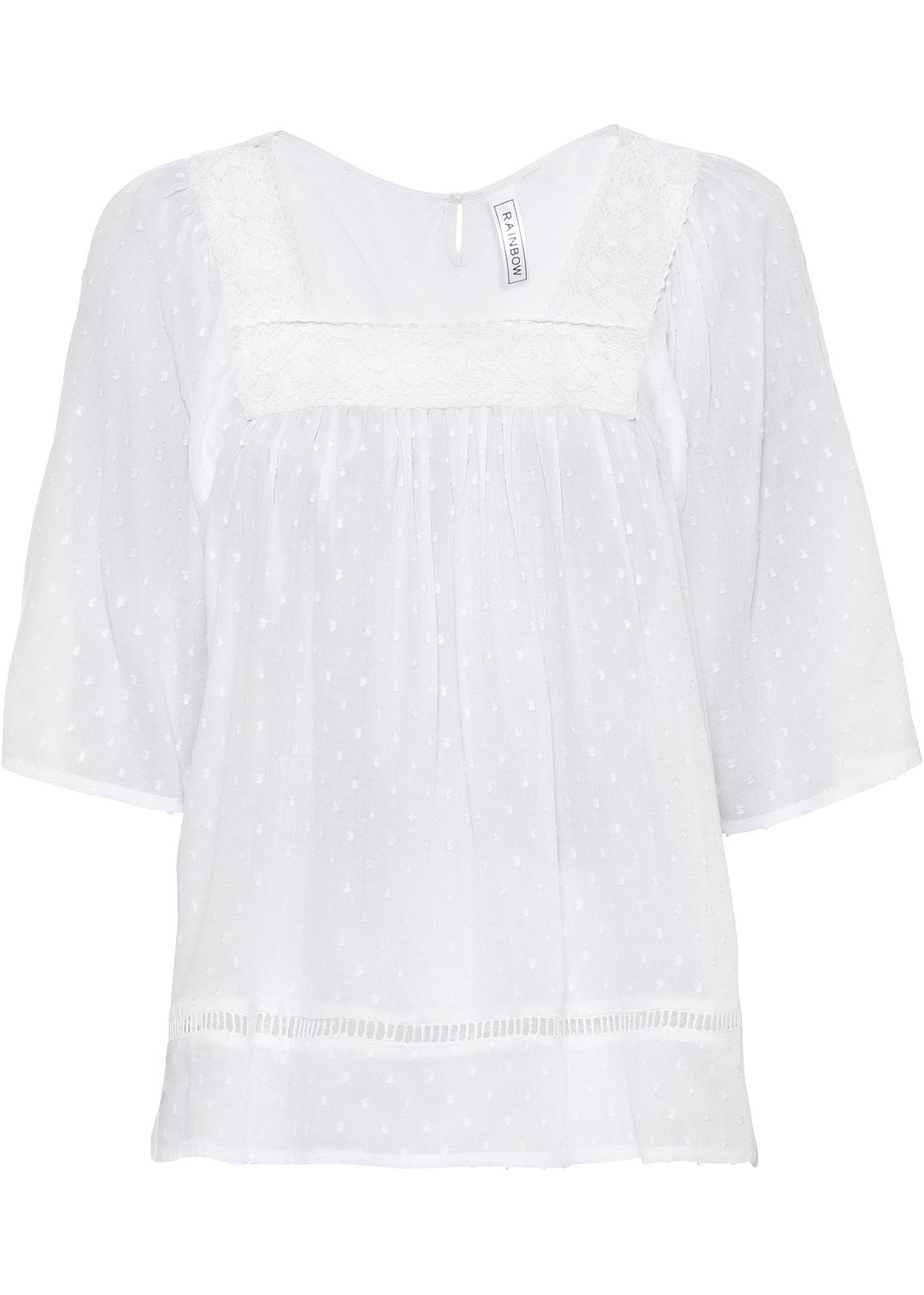 Blouse transparente à dentelle crochet