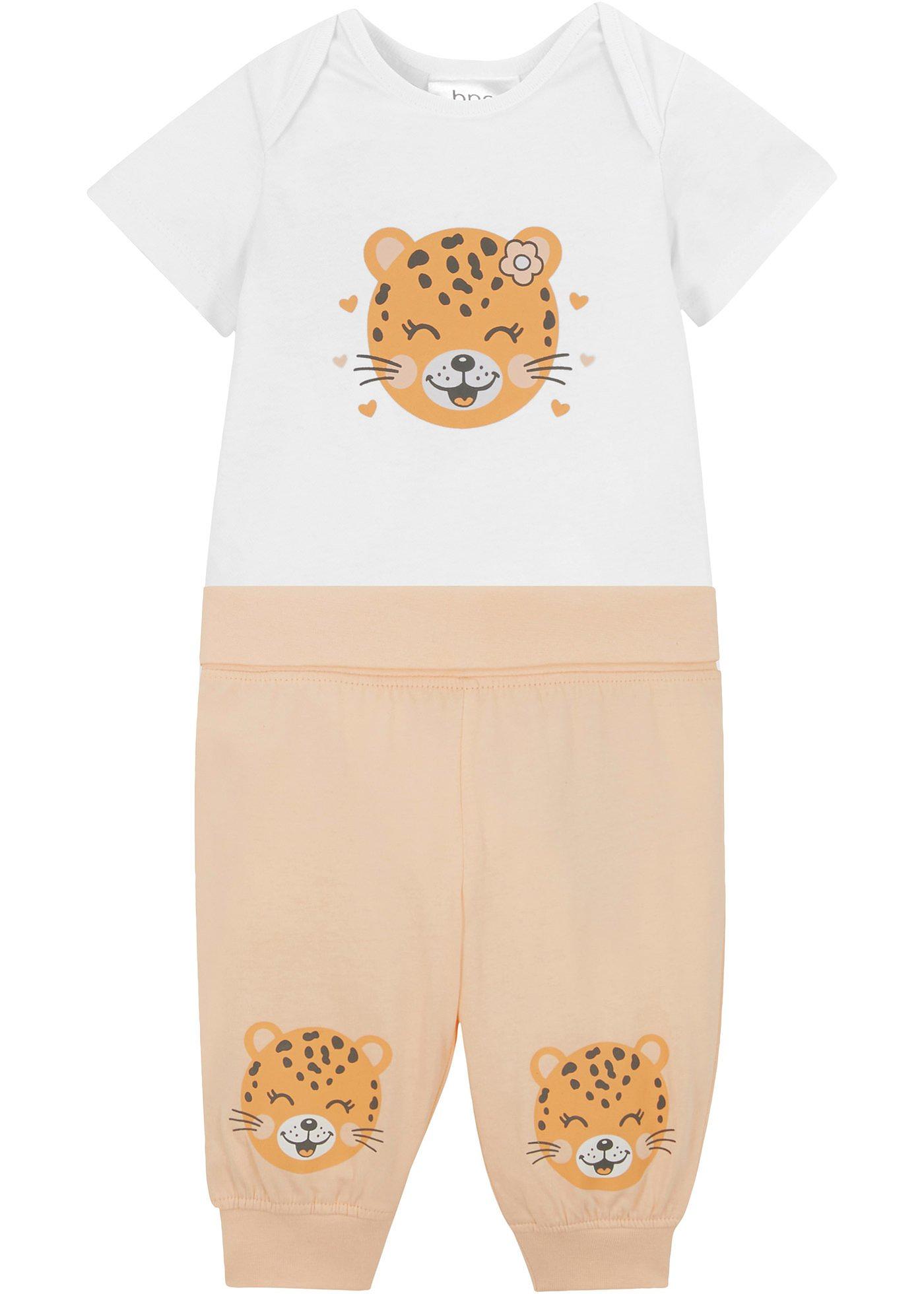 Body bébé manches courtes + pantalon (Ens. 2 pces.) coton bio